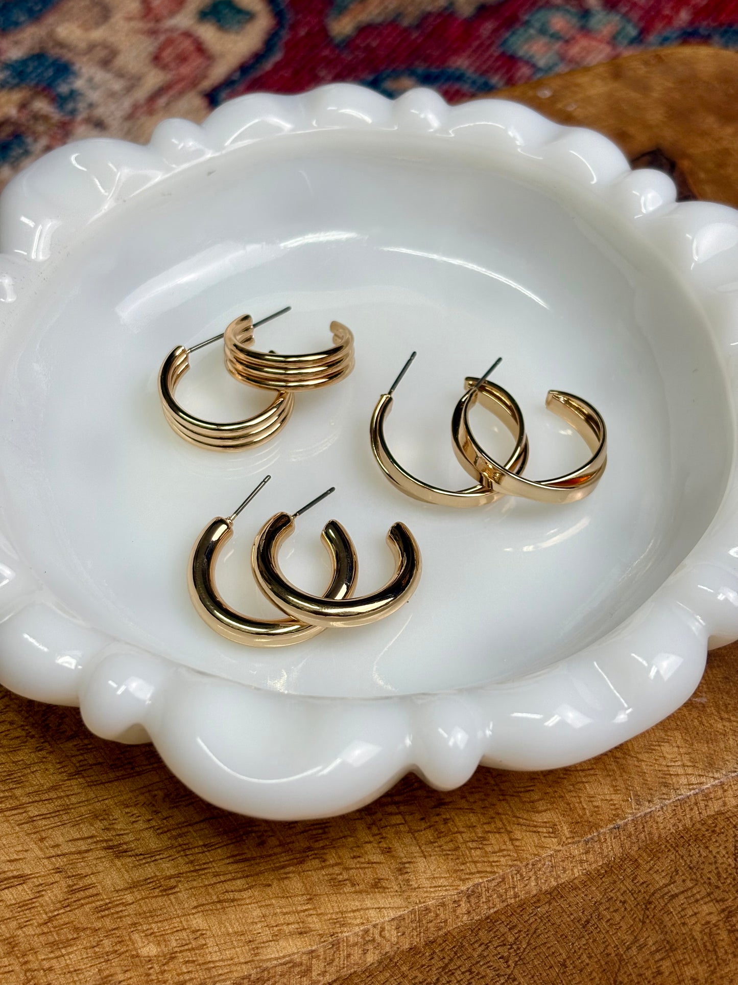 Classic Hoop Trio Earrings (Gold)