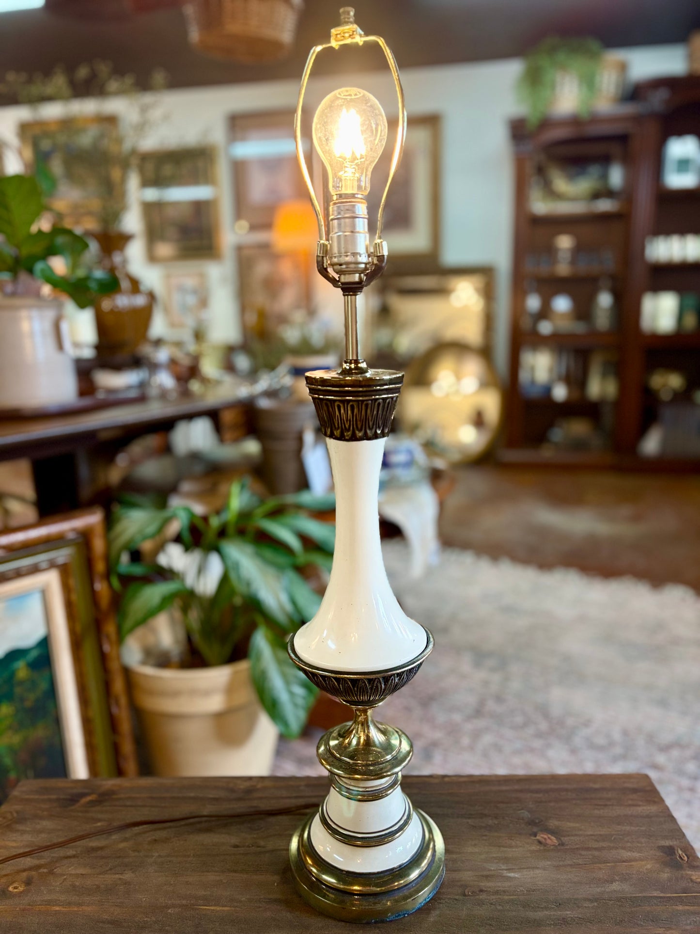 Brass & Cream Lamp