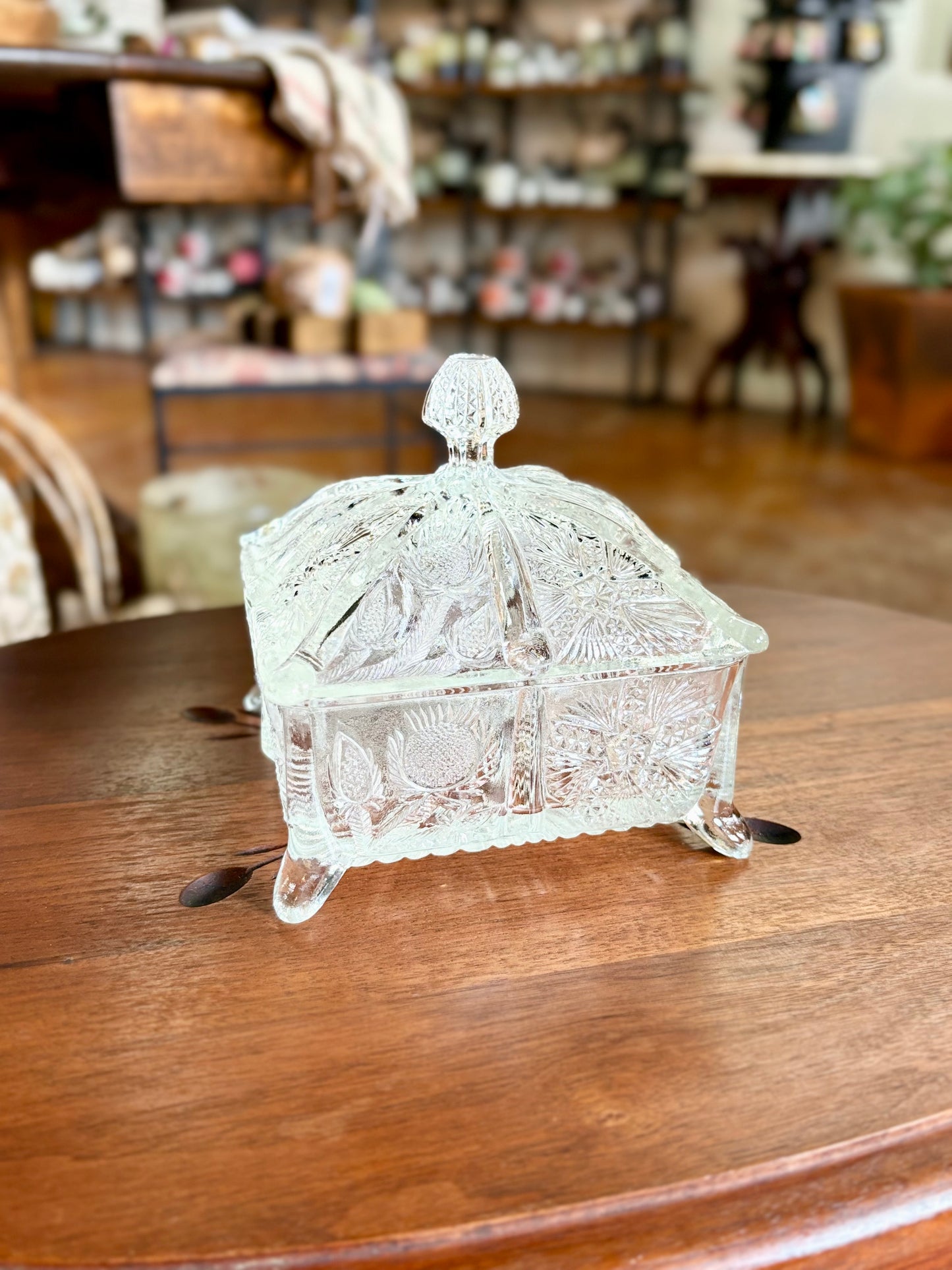 Vintage Footed Thistle Candy Dish