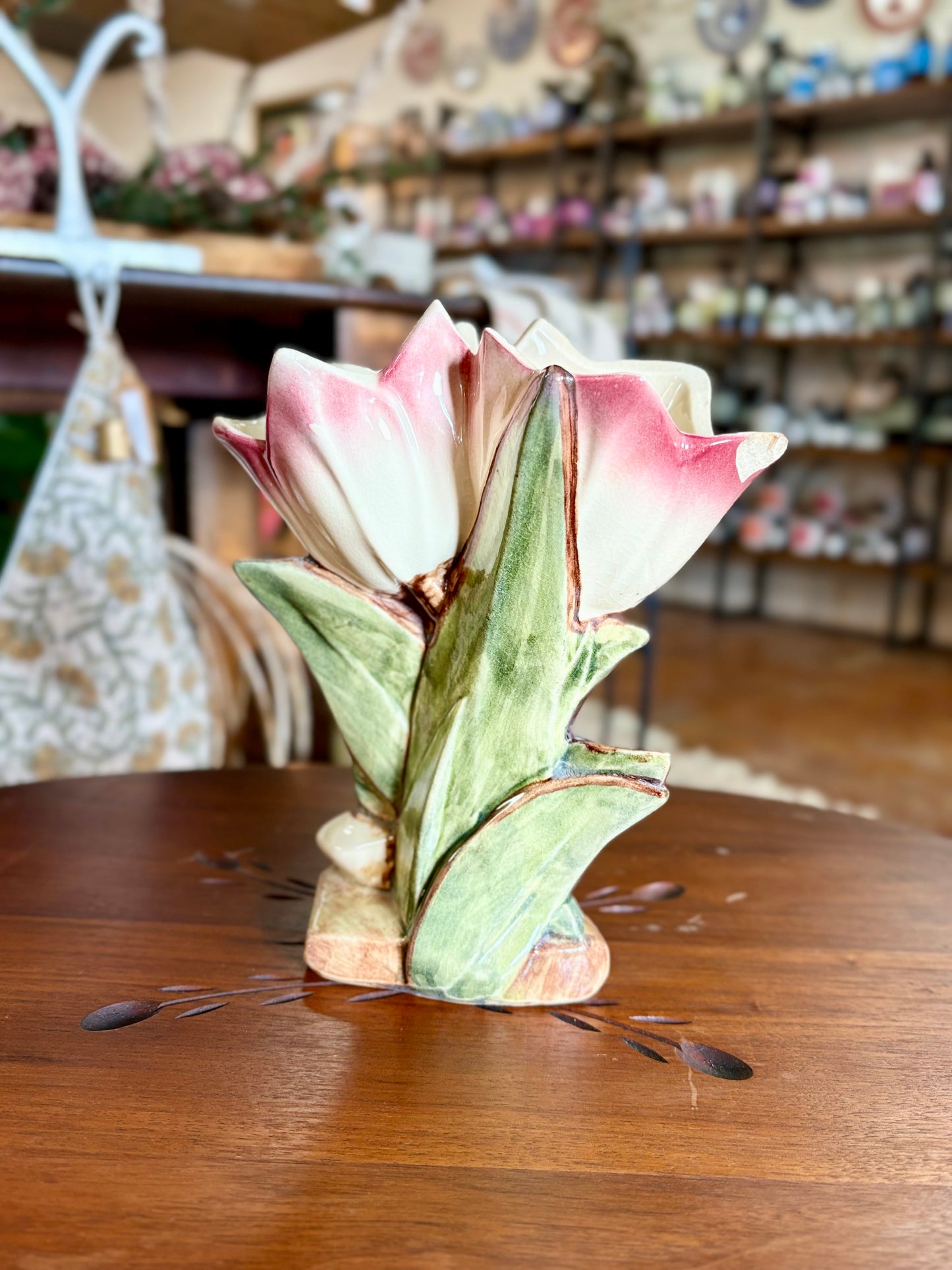 Vintage McCoy Double Tulip Vase with Chip