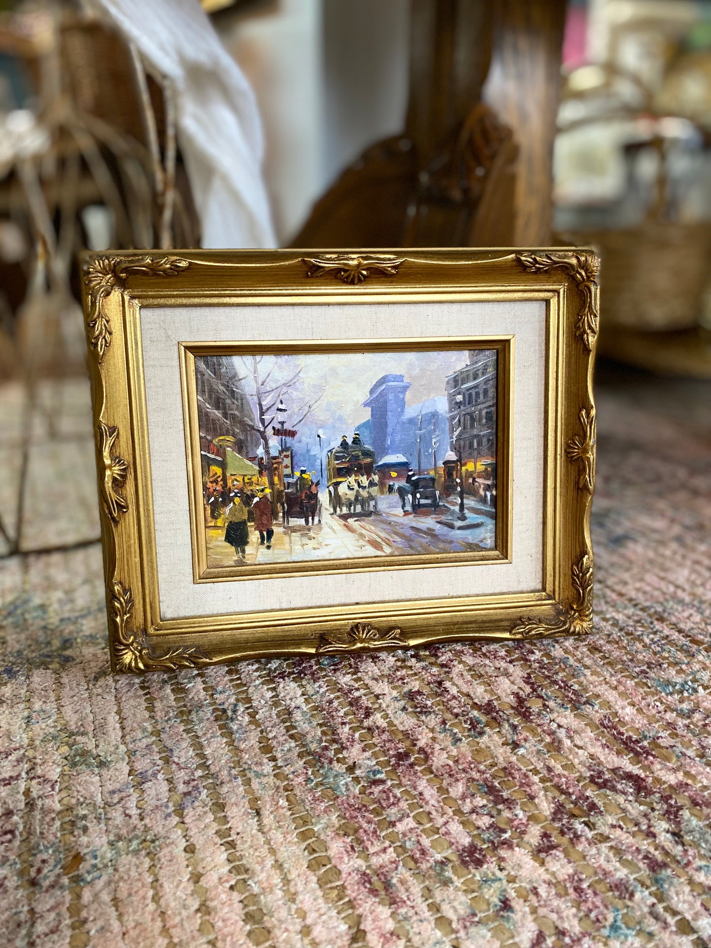 City Scene Framed Painting 11x9