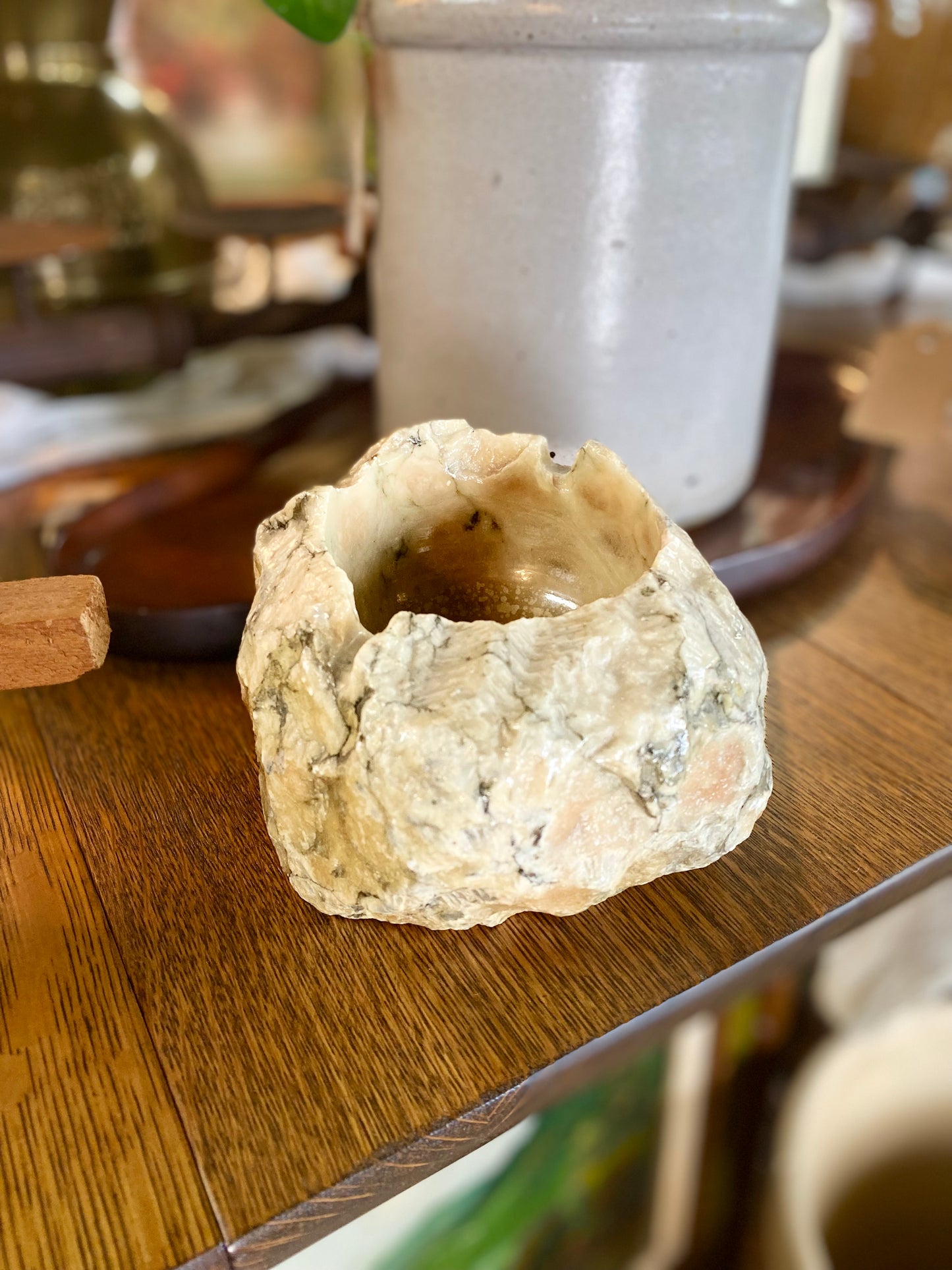 Vintage Tan/Green Marble Ashtray