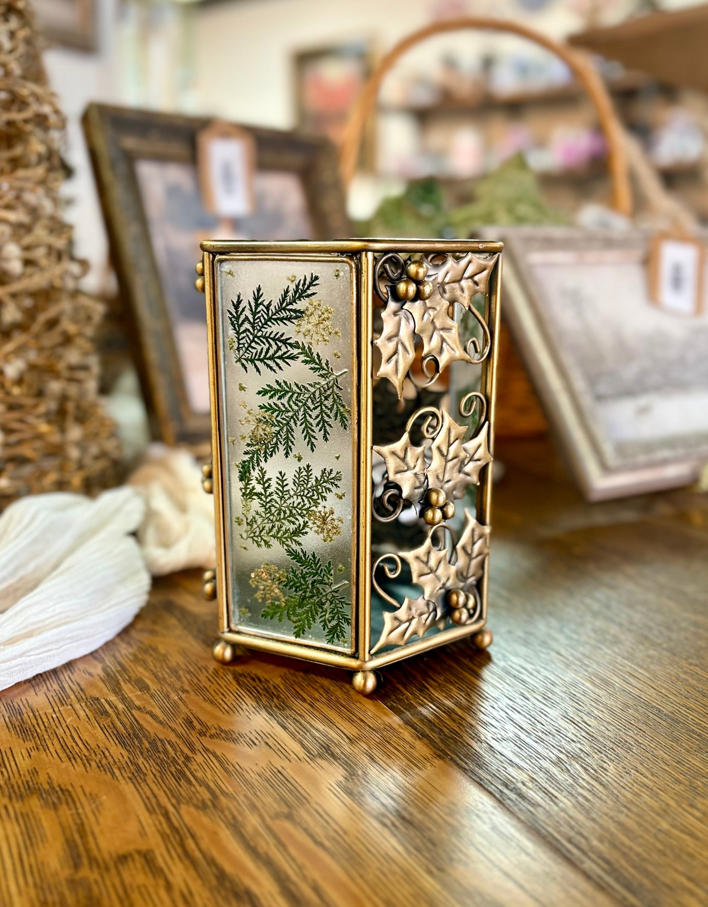 Vintage Metal & Glass Candleholder