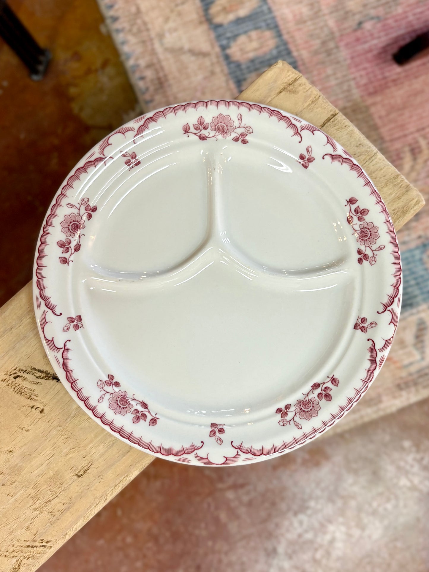 Vintage Shenango Chardon Red Rose Grill Plate
