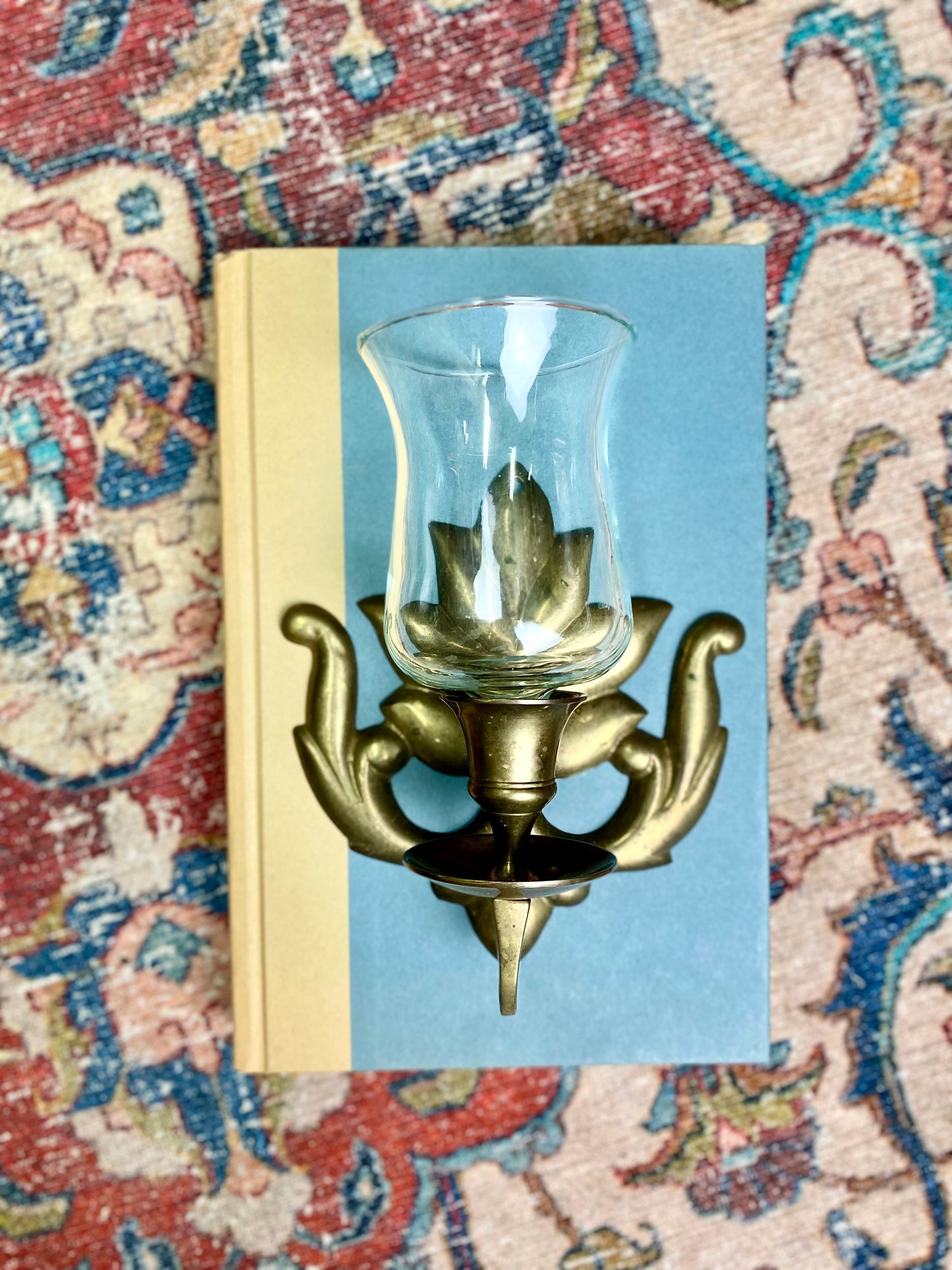 Brass Wall Sconce with Glass Votive