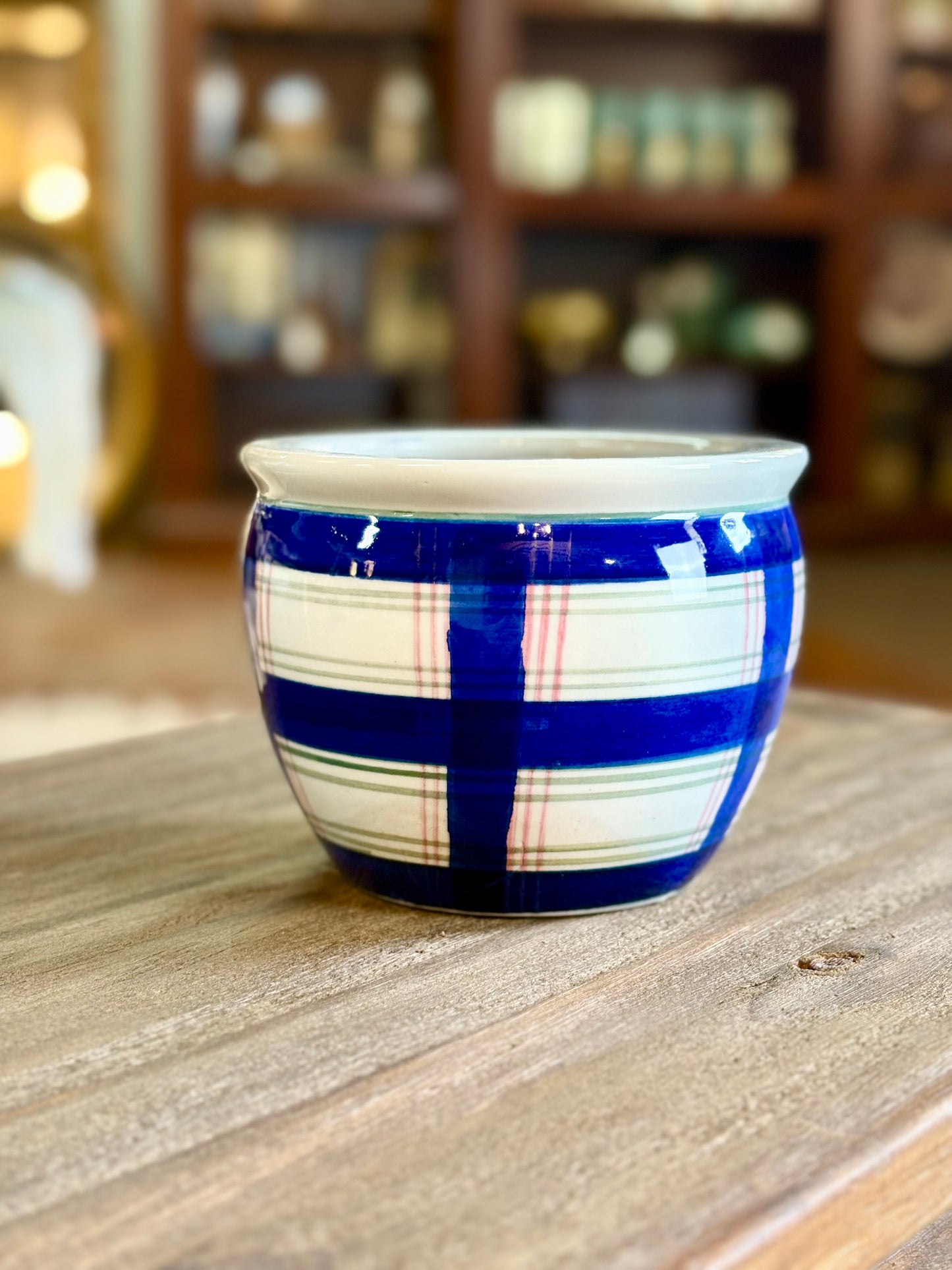 Plaid Green/Blue/Pink Planter
