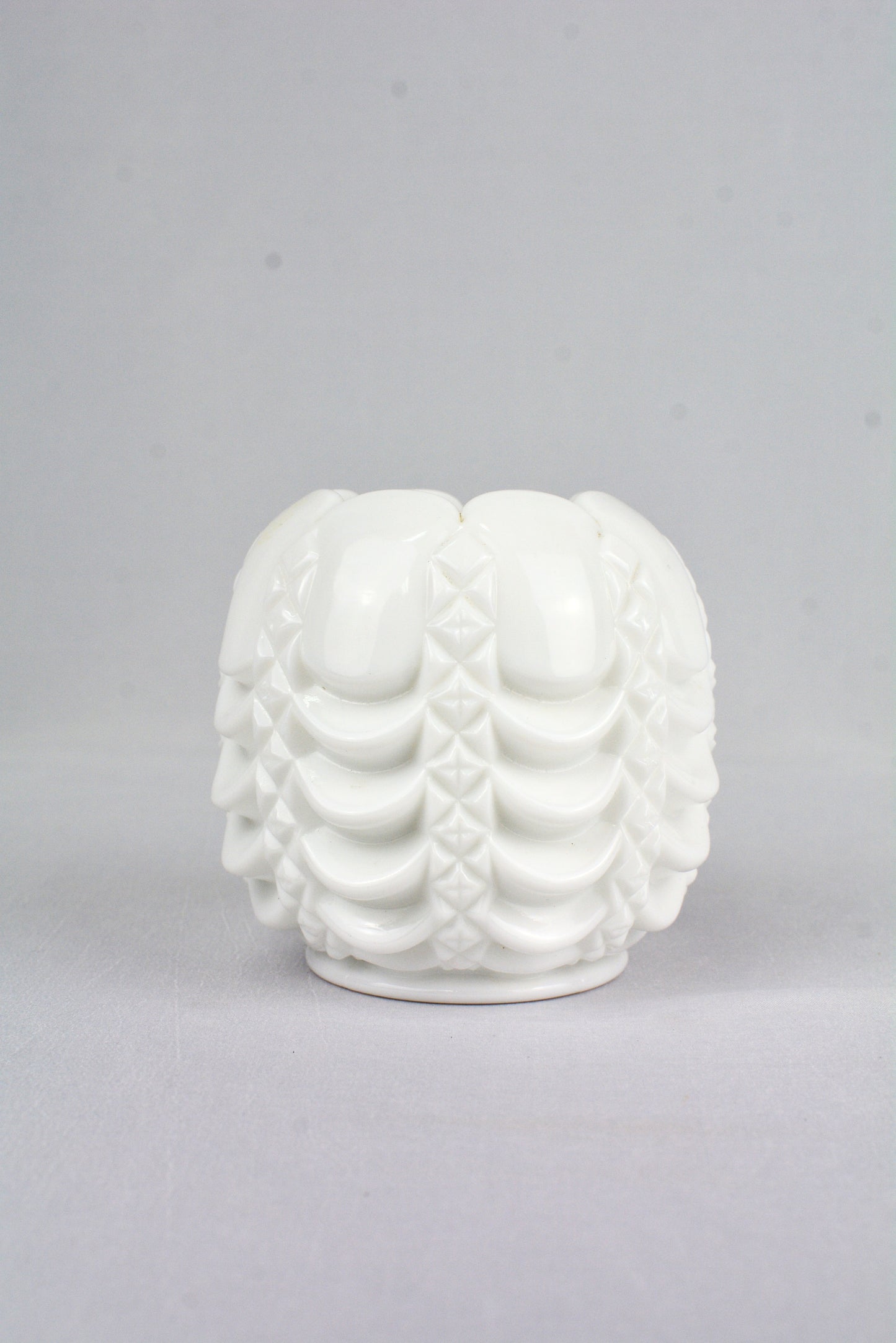 Vintage Milk Glass Vase with Swag Detail