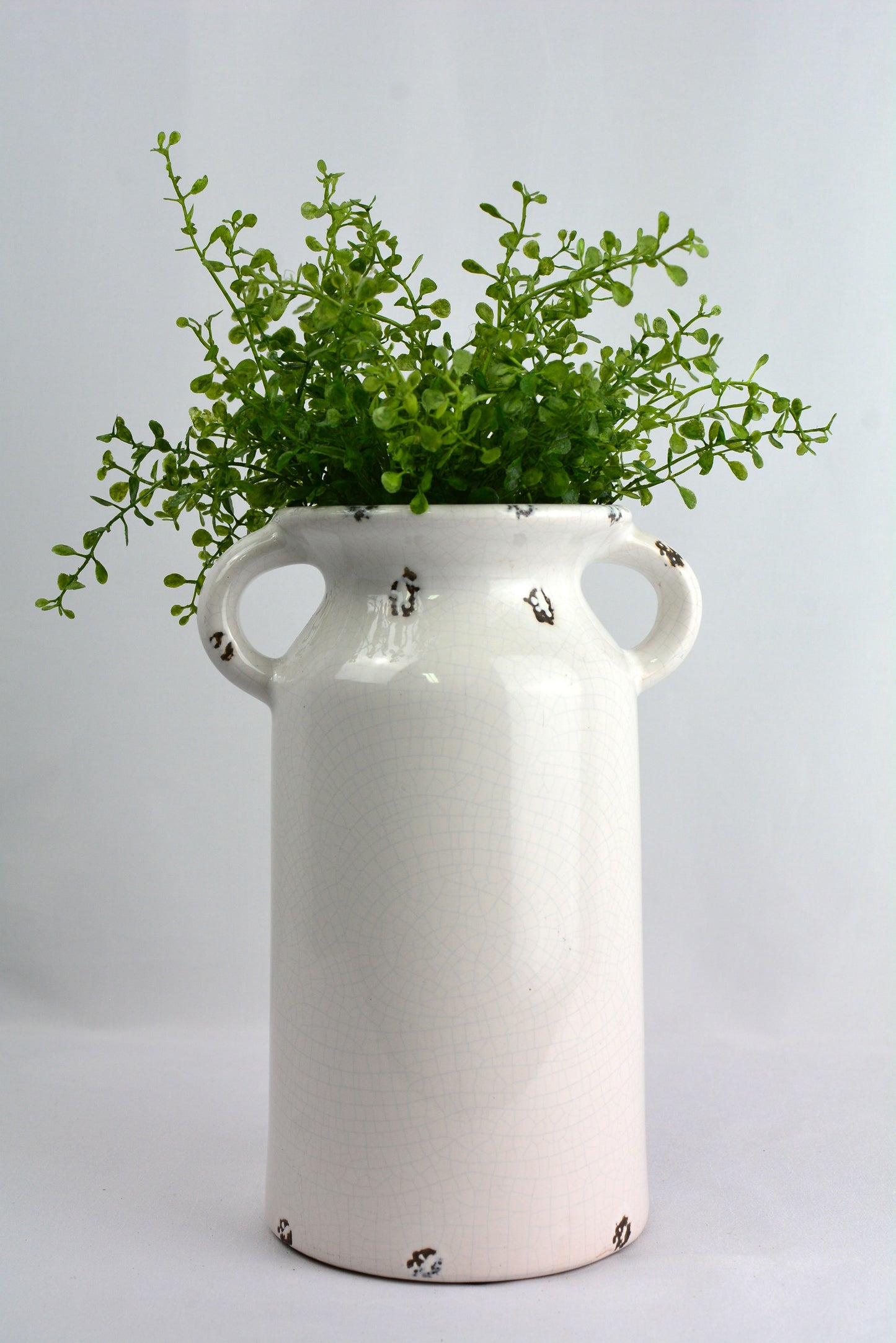 White Ceramic Crackle Glaze Farmhouse Vase