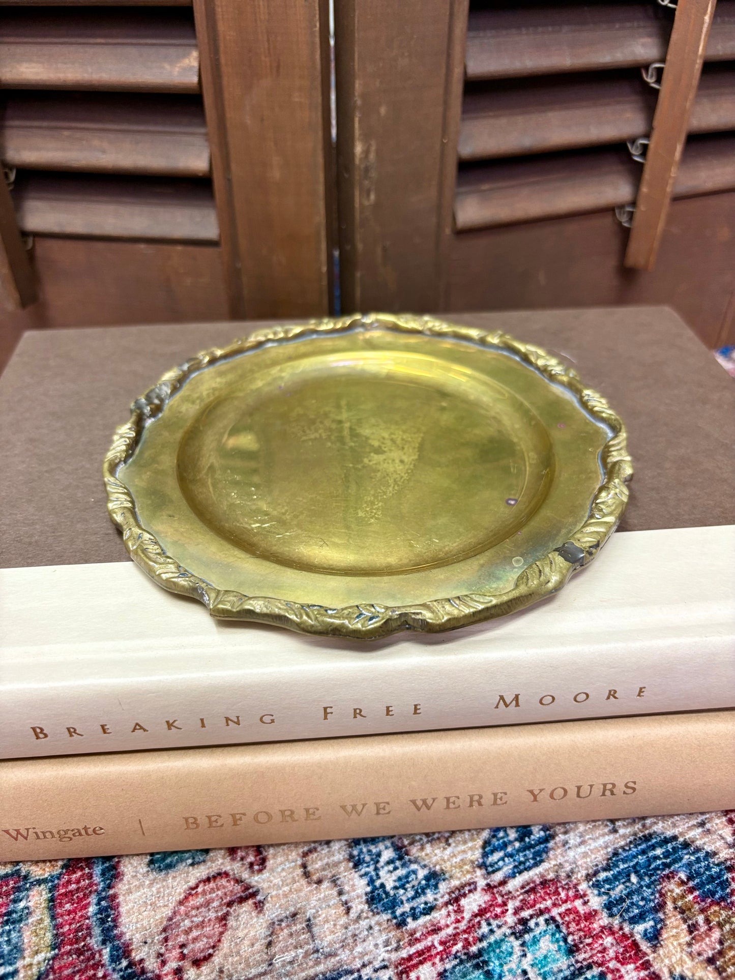 Brass Plate With Ornate Trim 5.5"