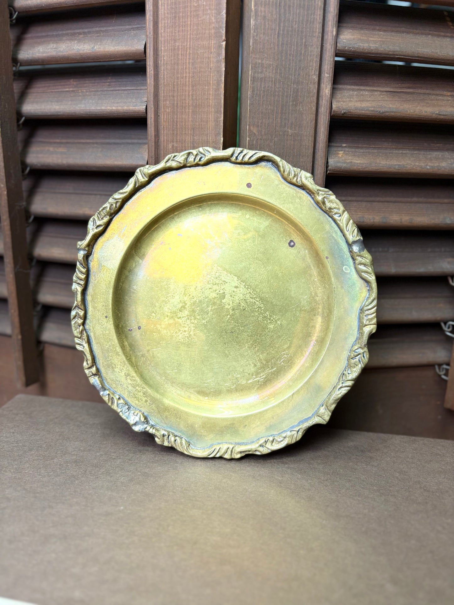 Brass Plate With Ornate Trim 5.5"