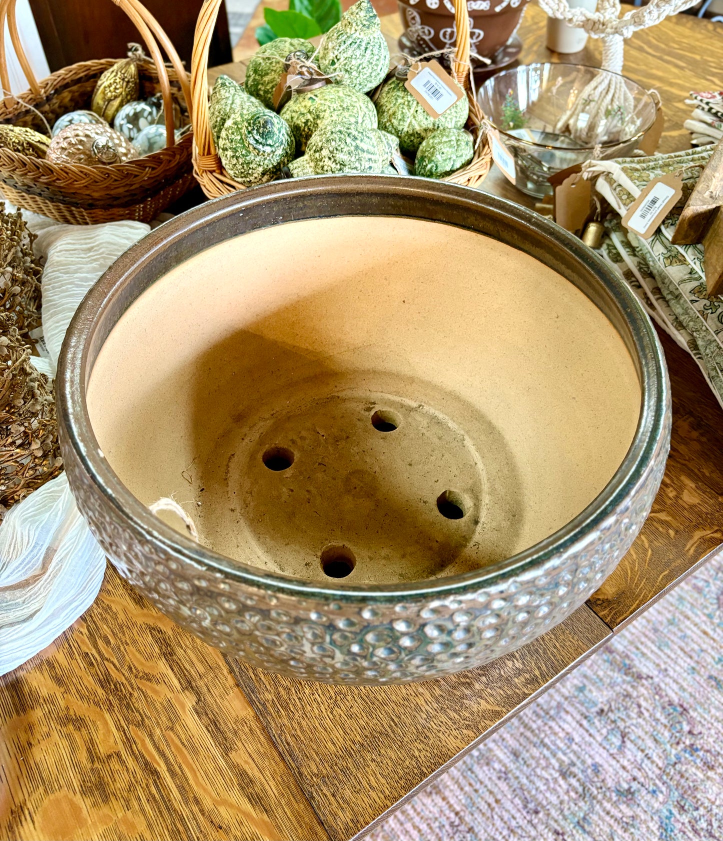 Glazed Terracotta Hammered Planter