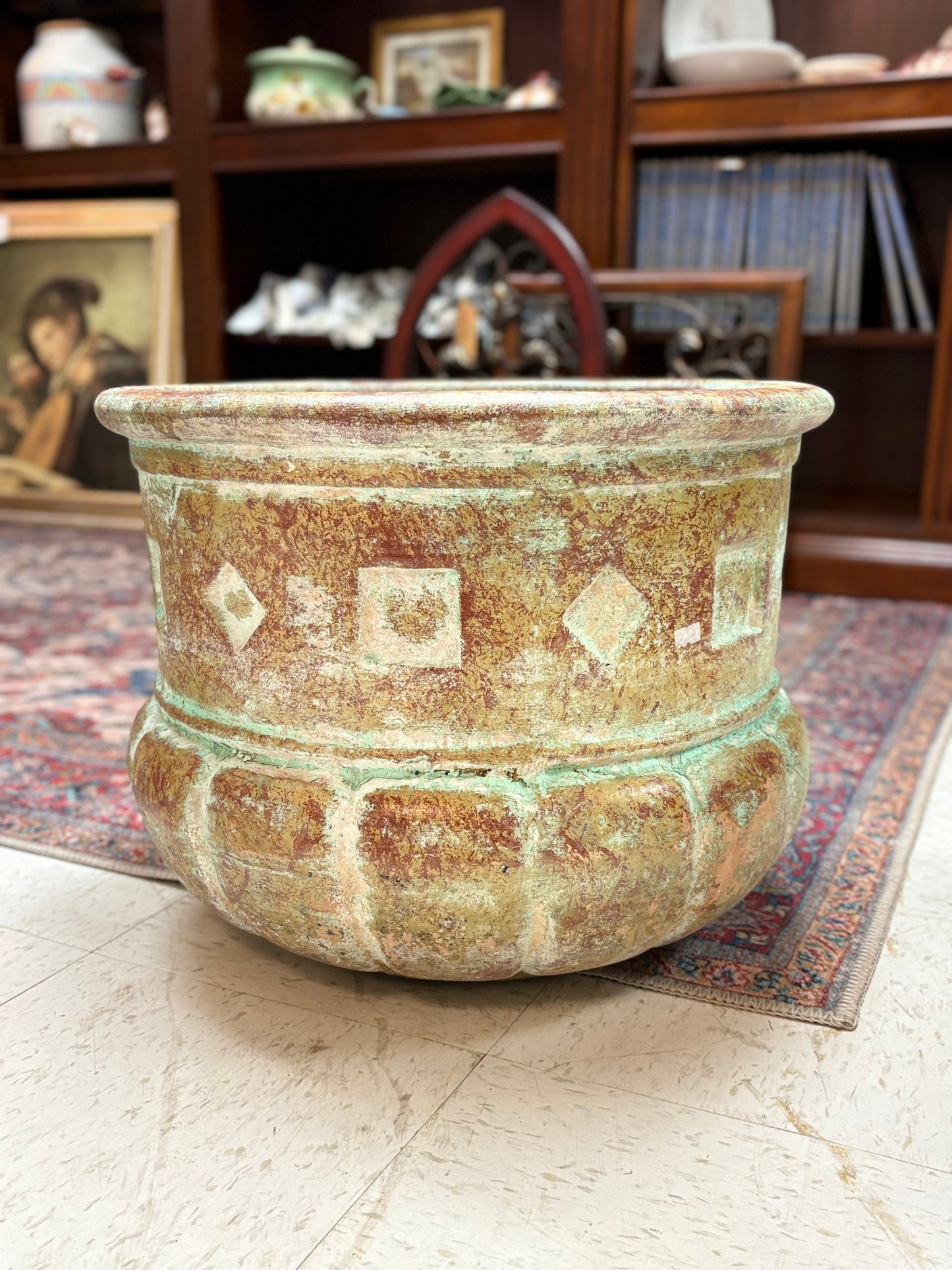 Large Planter with Square & Diamond Detail