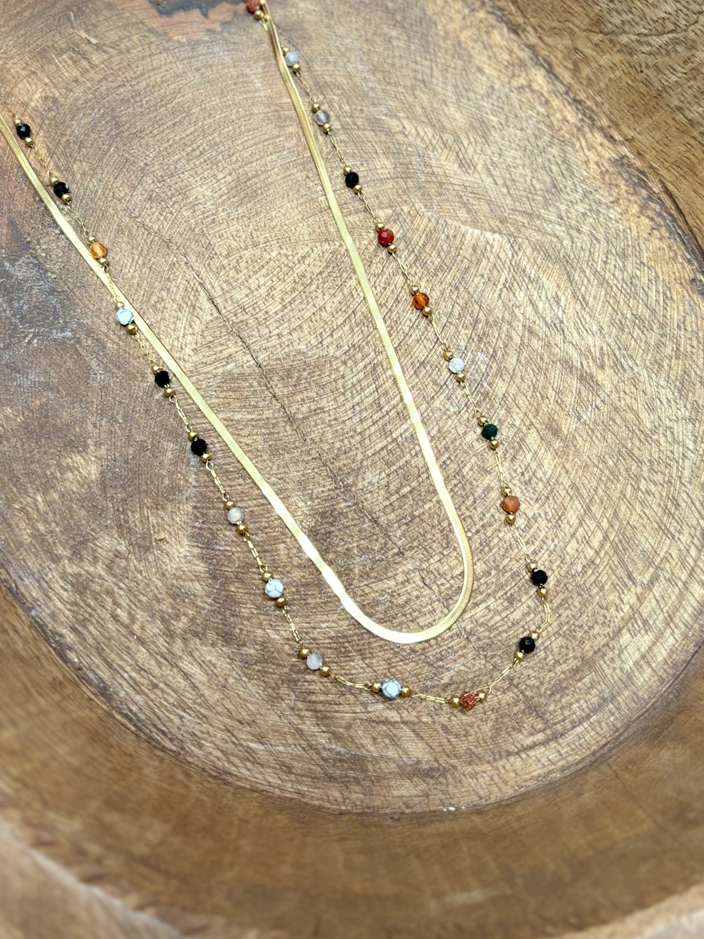 Multi-Colored Beaded Layered Necklace