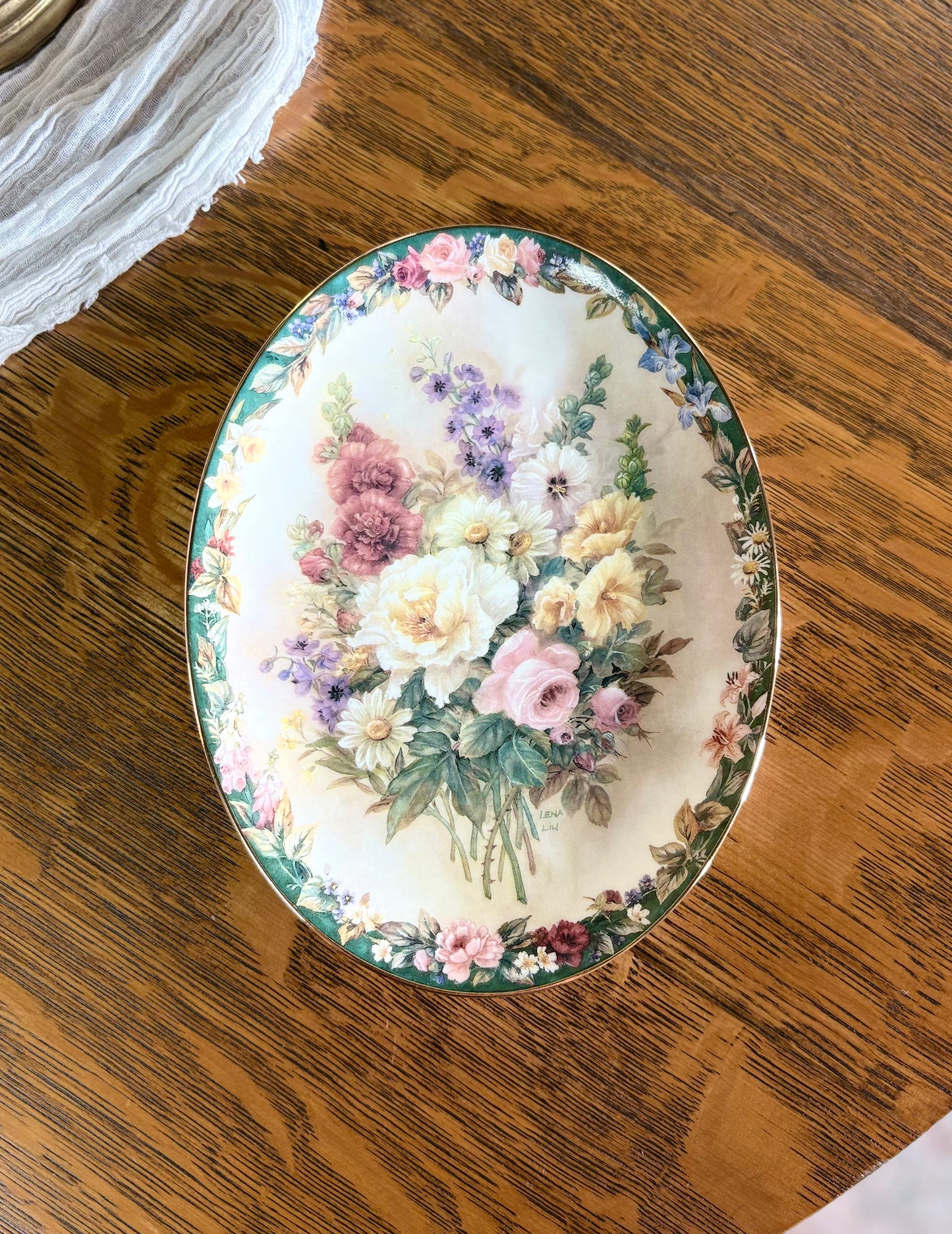 Vintage Lena Lius "Remembrance" Oval Plate