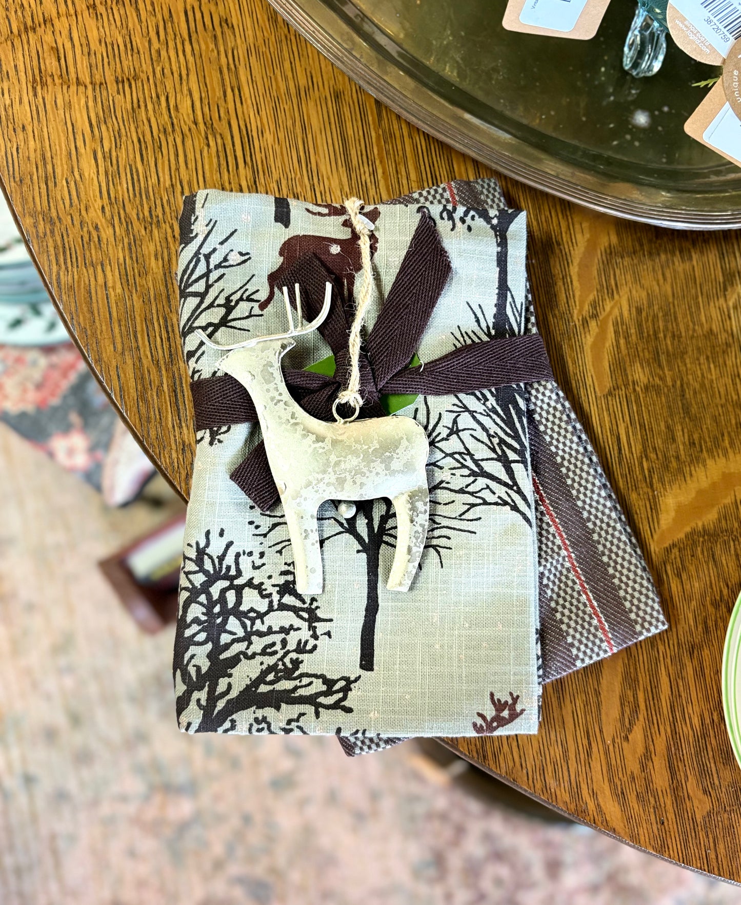 Evergreen Deer Dishtowel & Christmas Ornament Set Of 3