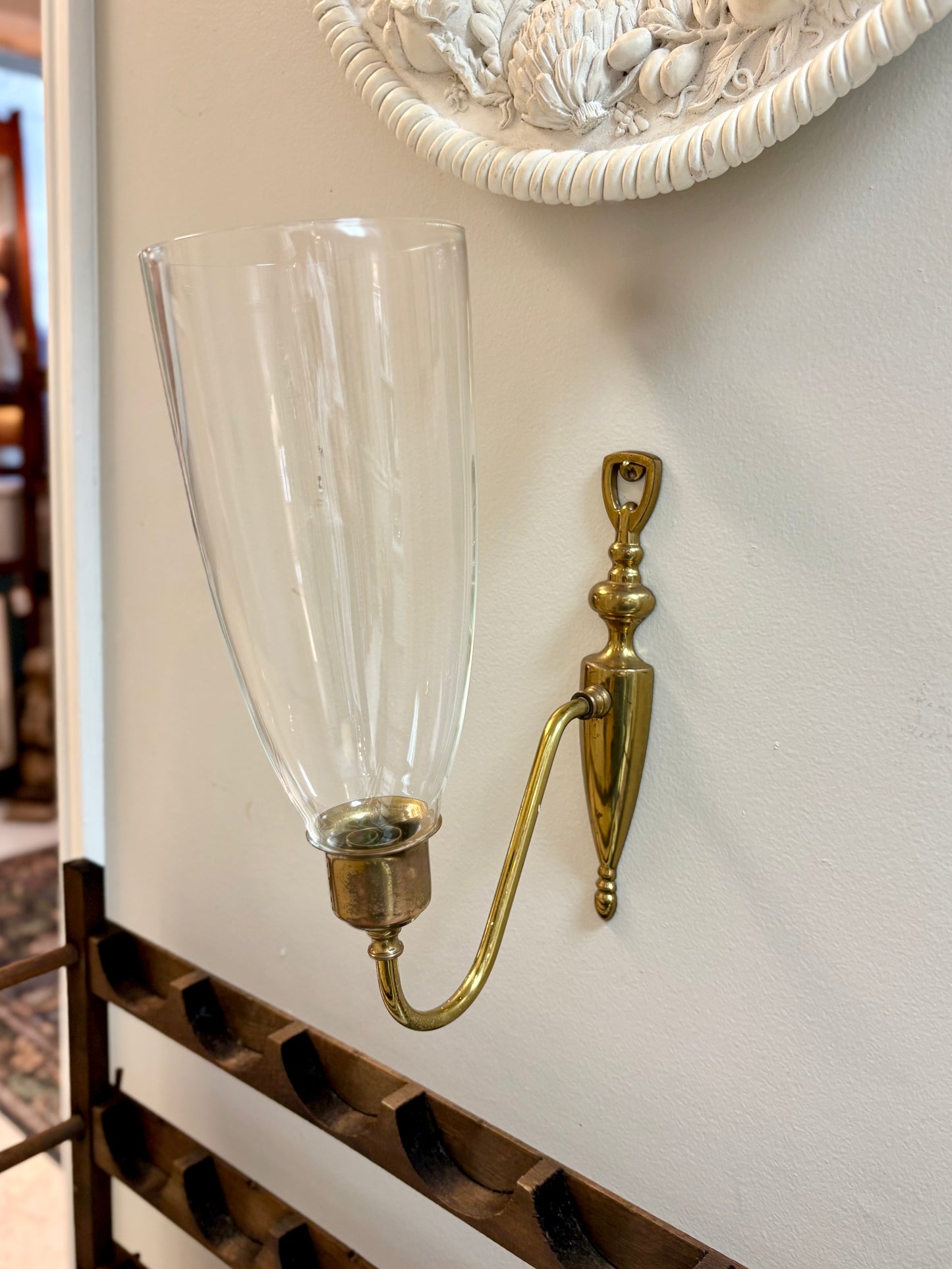 Vintage Brass Wall Sconce with Glass Globe