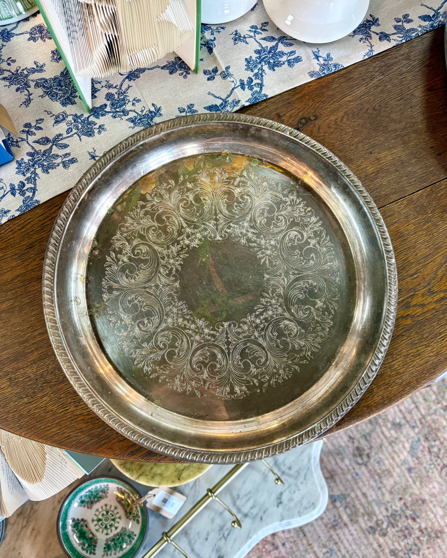 Vintage Round Sheridan Silver Tray