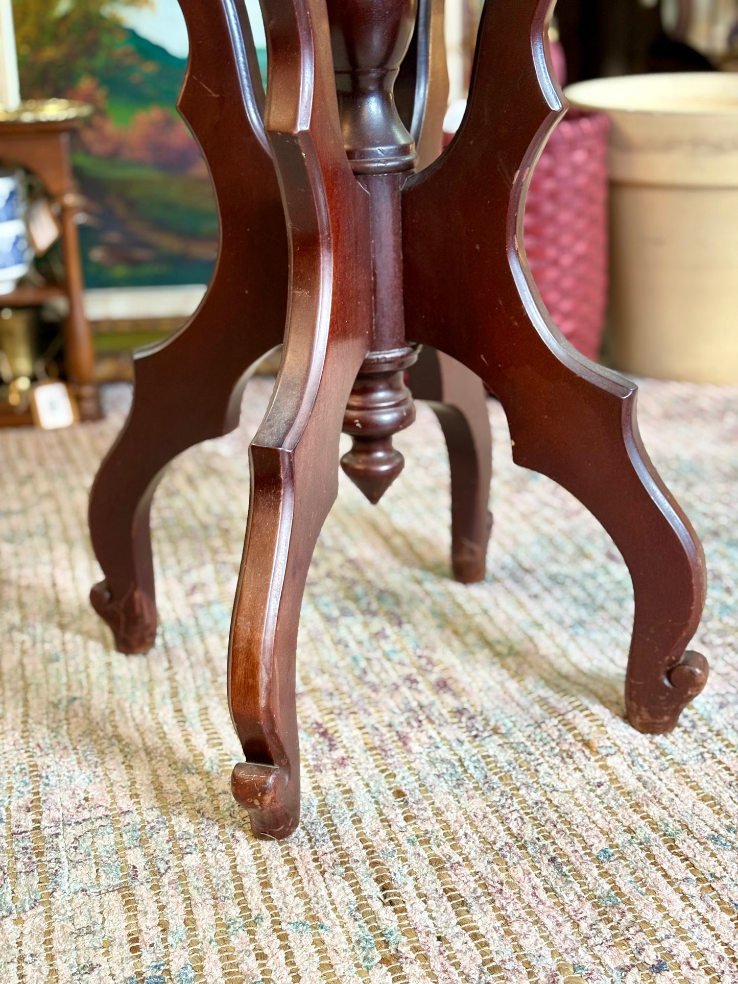 Victorian Mahogany Round Table with Marble Top