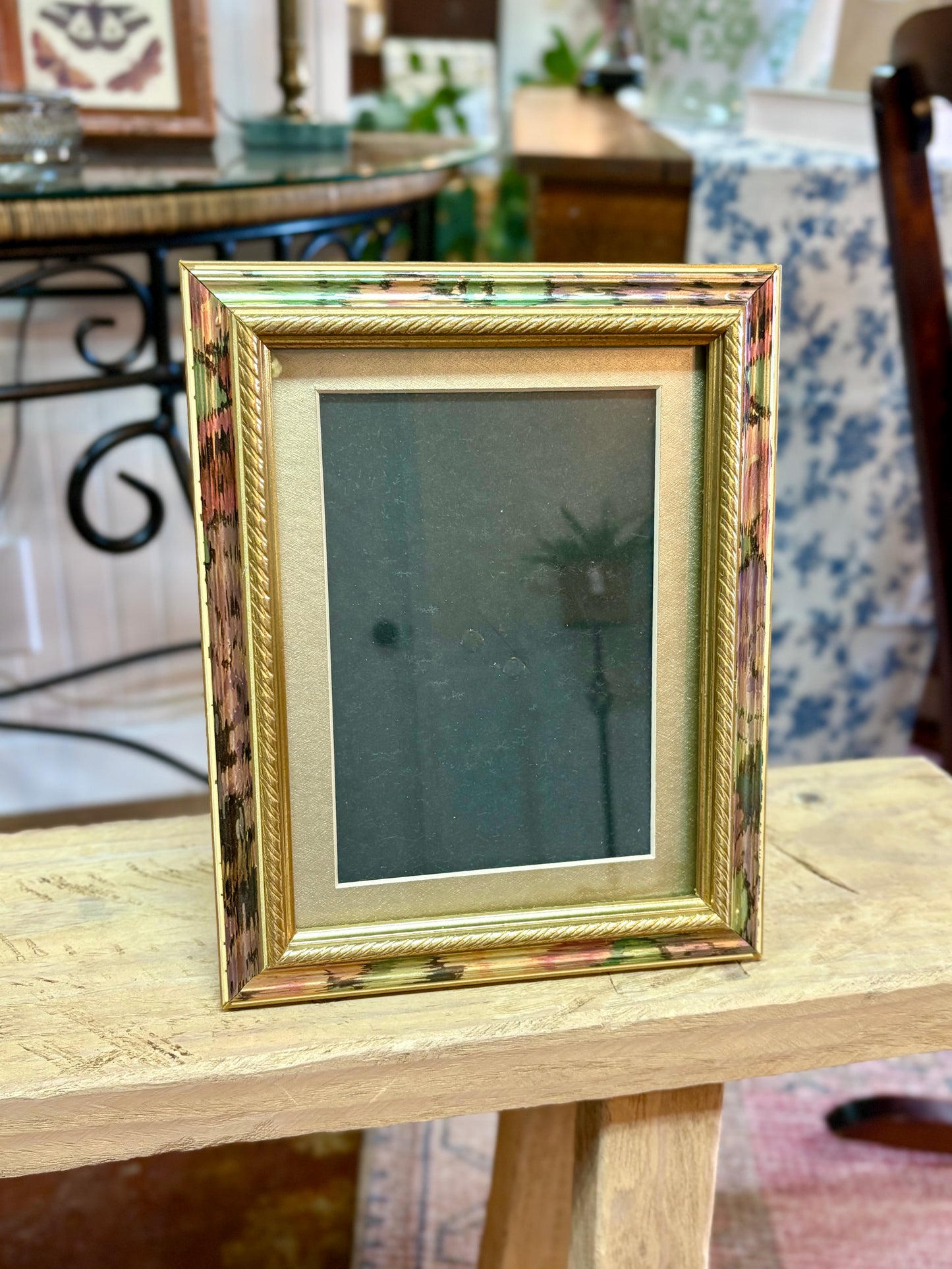 Vintage 5x7 Frame with Pink & Green Detail