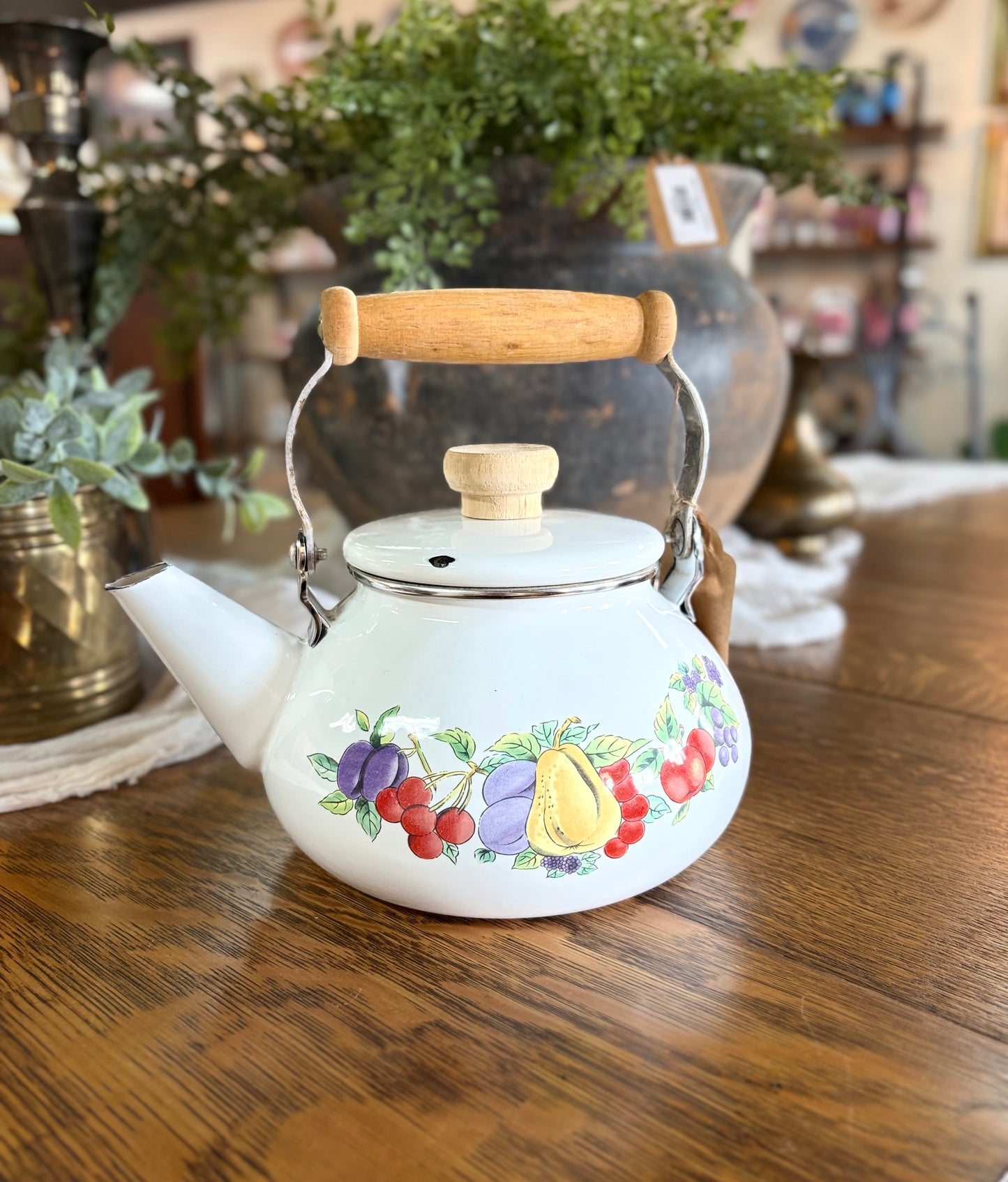 Vintage Enamel Tea Kettle