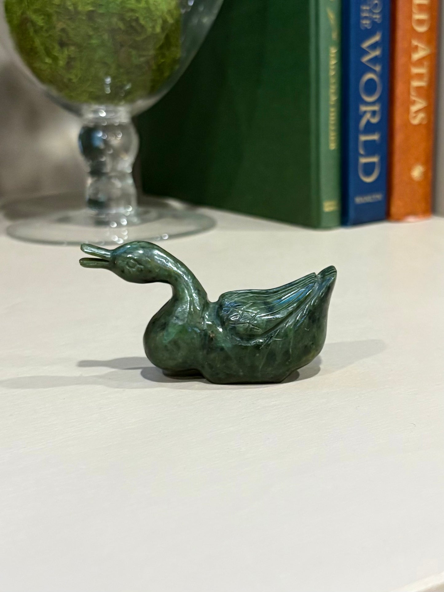 Vintage Hand Carved Jade Duck