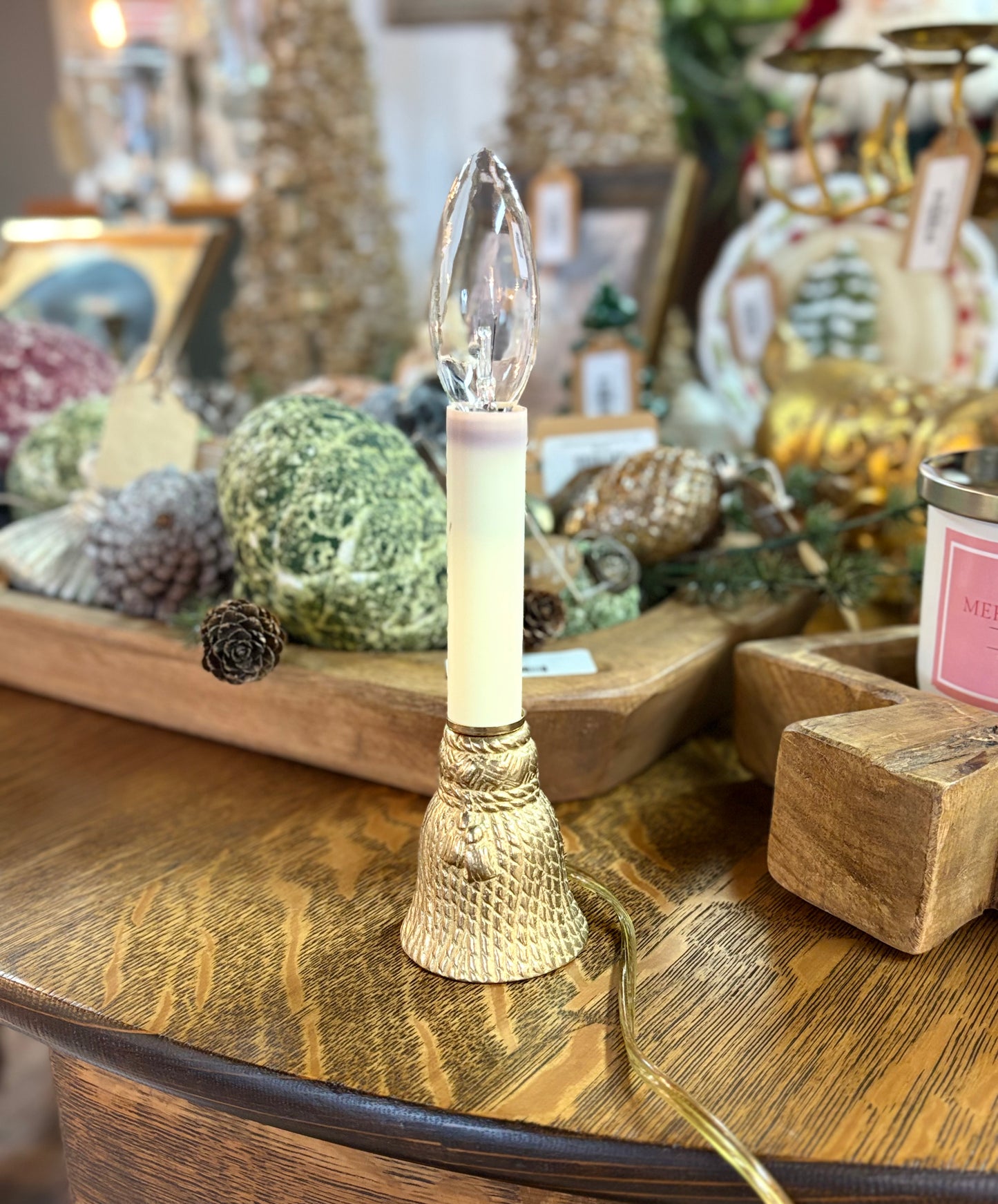 Vintage Brass Tassel Electric Candlestick