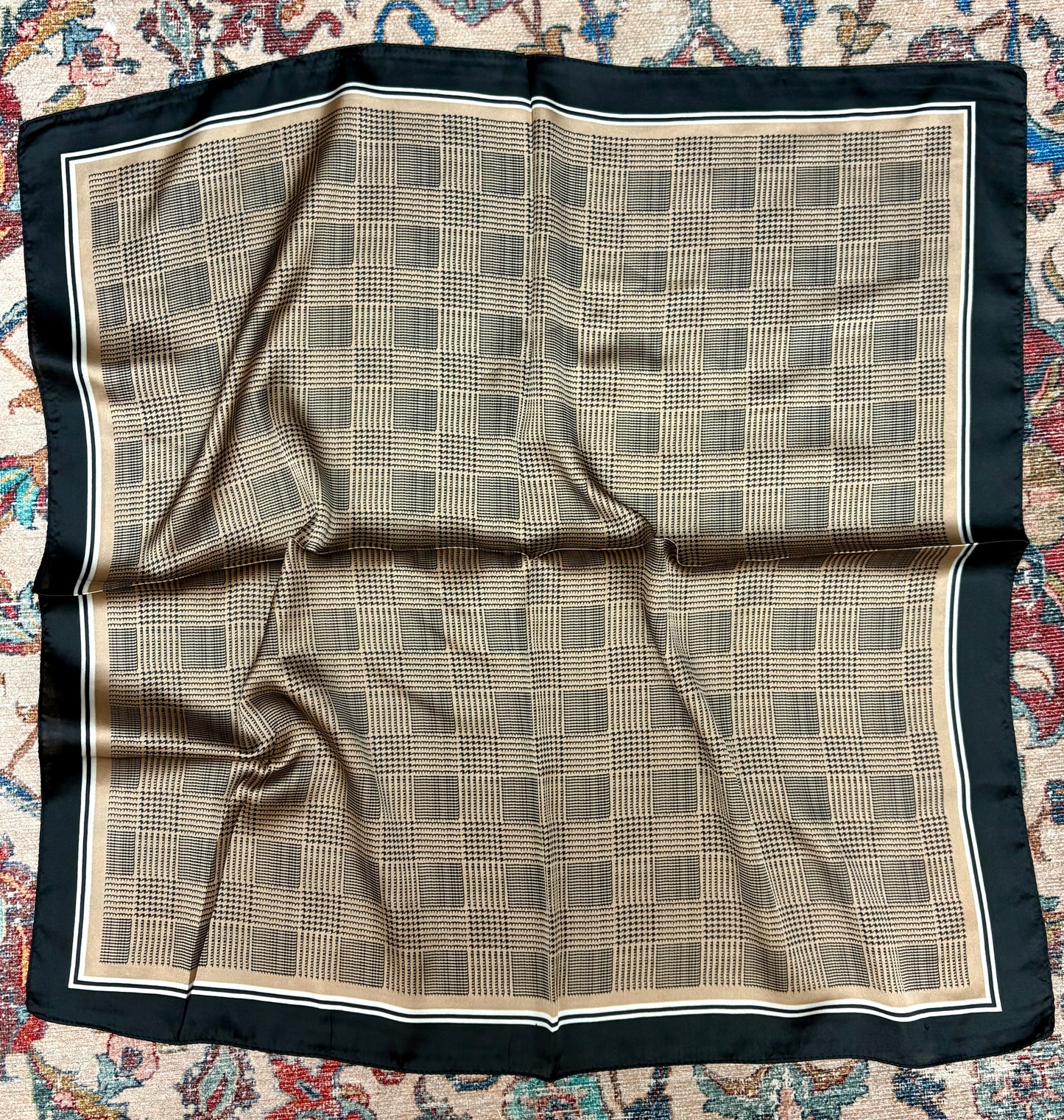 Tweed Check Brown-Black Print Scarf