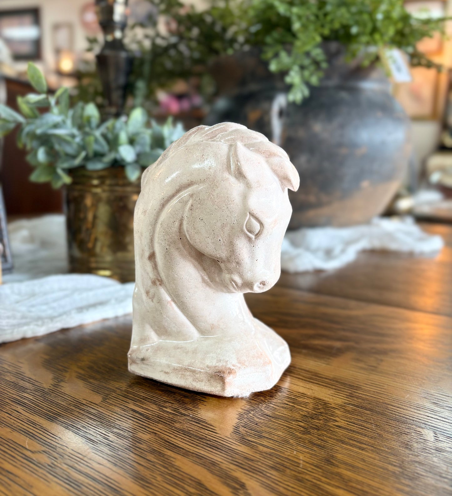 Vintage Stone Horse Head Sculpture