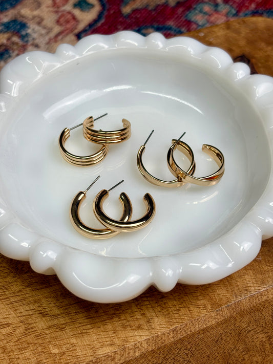 Classic Hoop Trio Earrings (Gold)