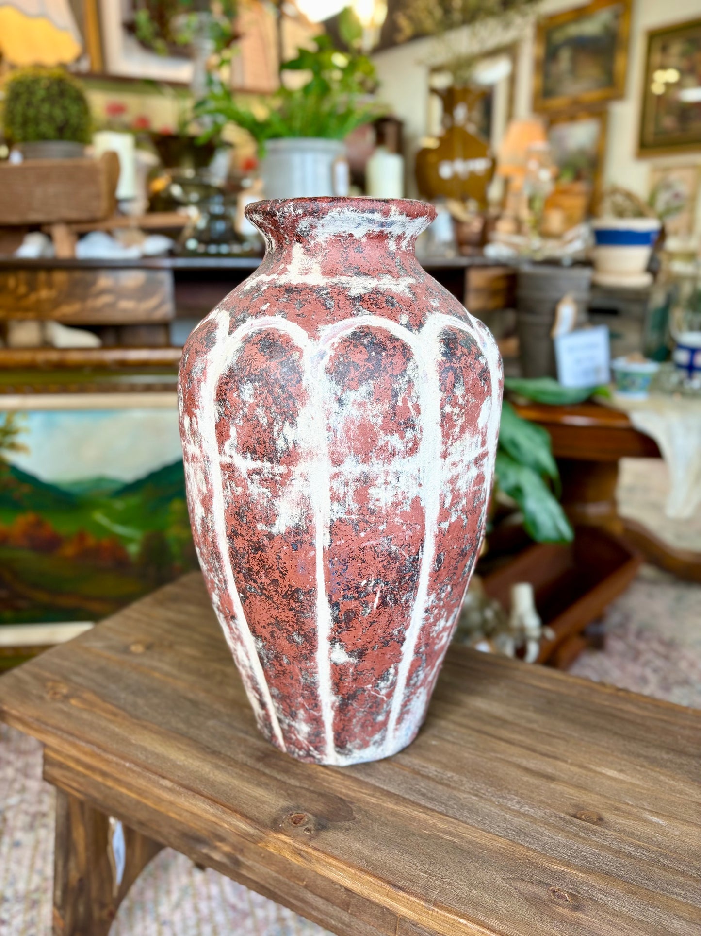 Red Destressed Vase