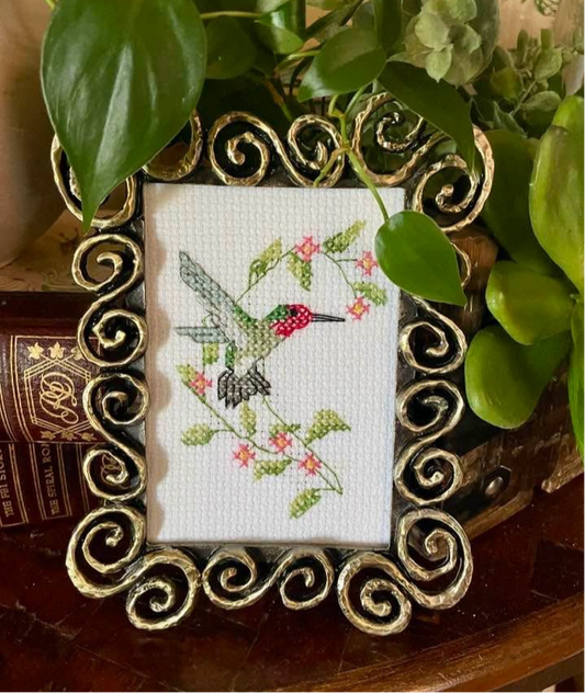 Hand Embroidered Framed Hummingbird
