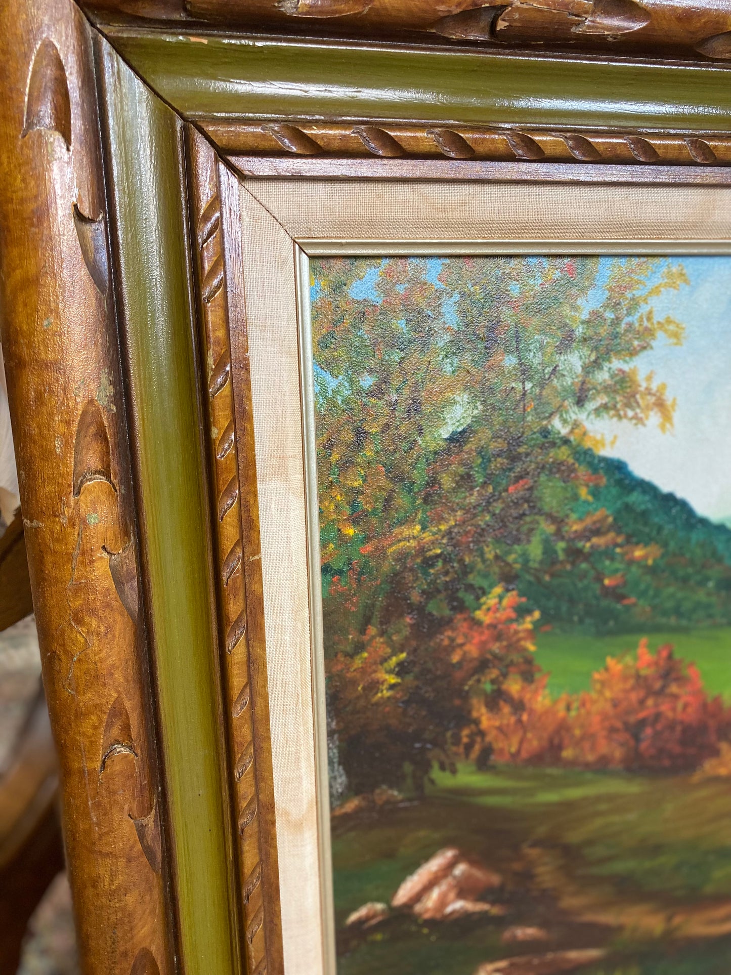Vintage Landscape Painting by Ruth Clipping 20x28