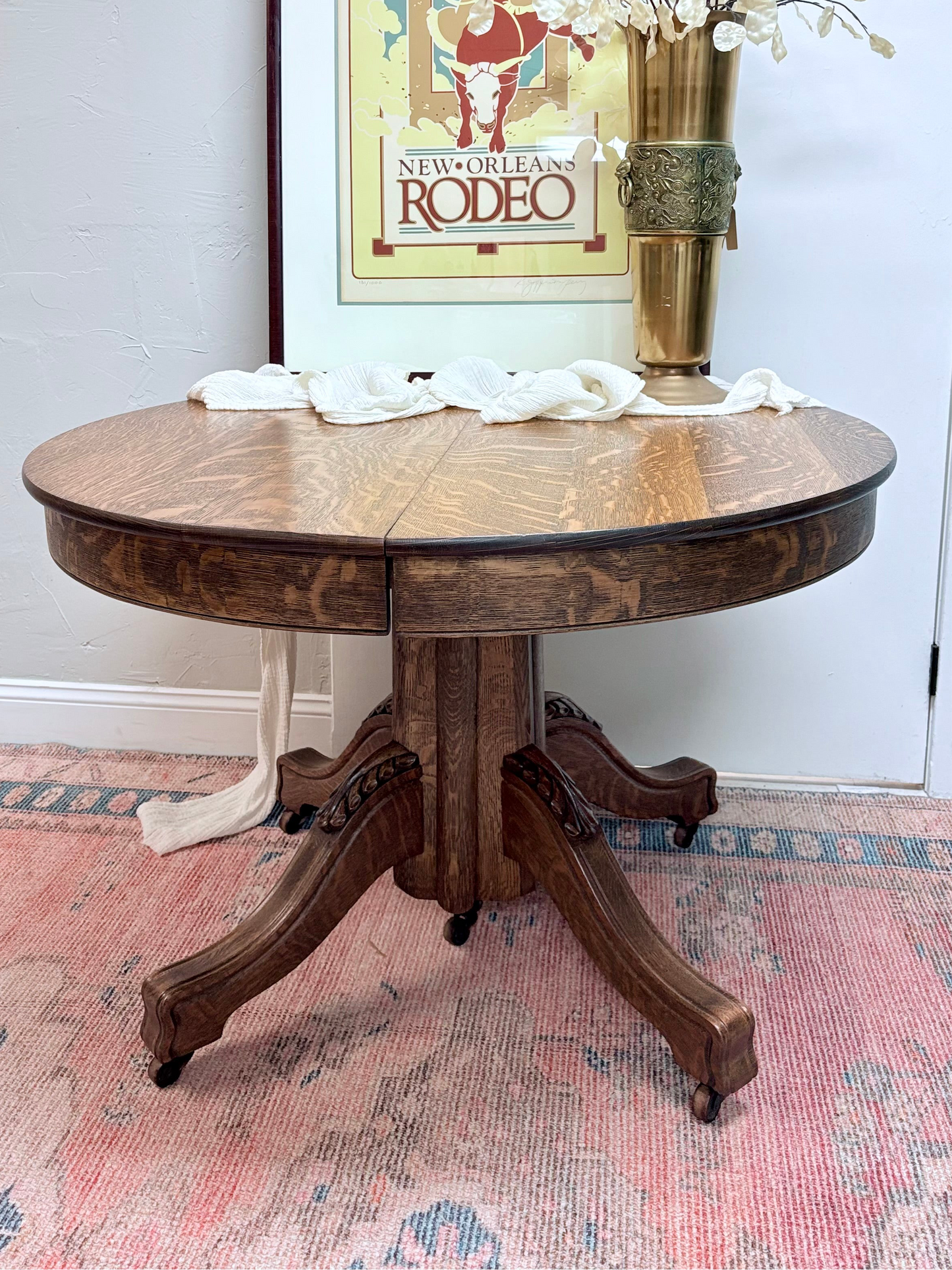 Vintage Tiger Oak Dining Table