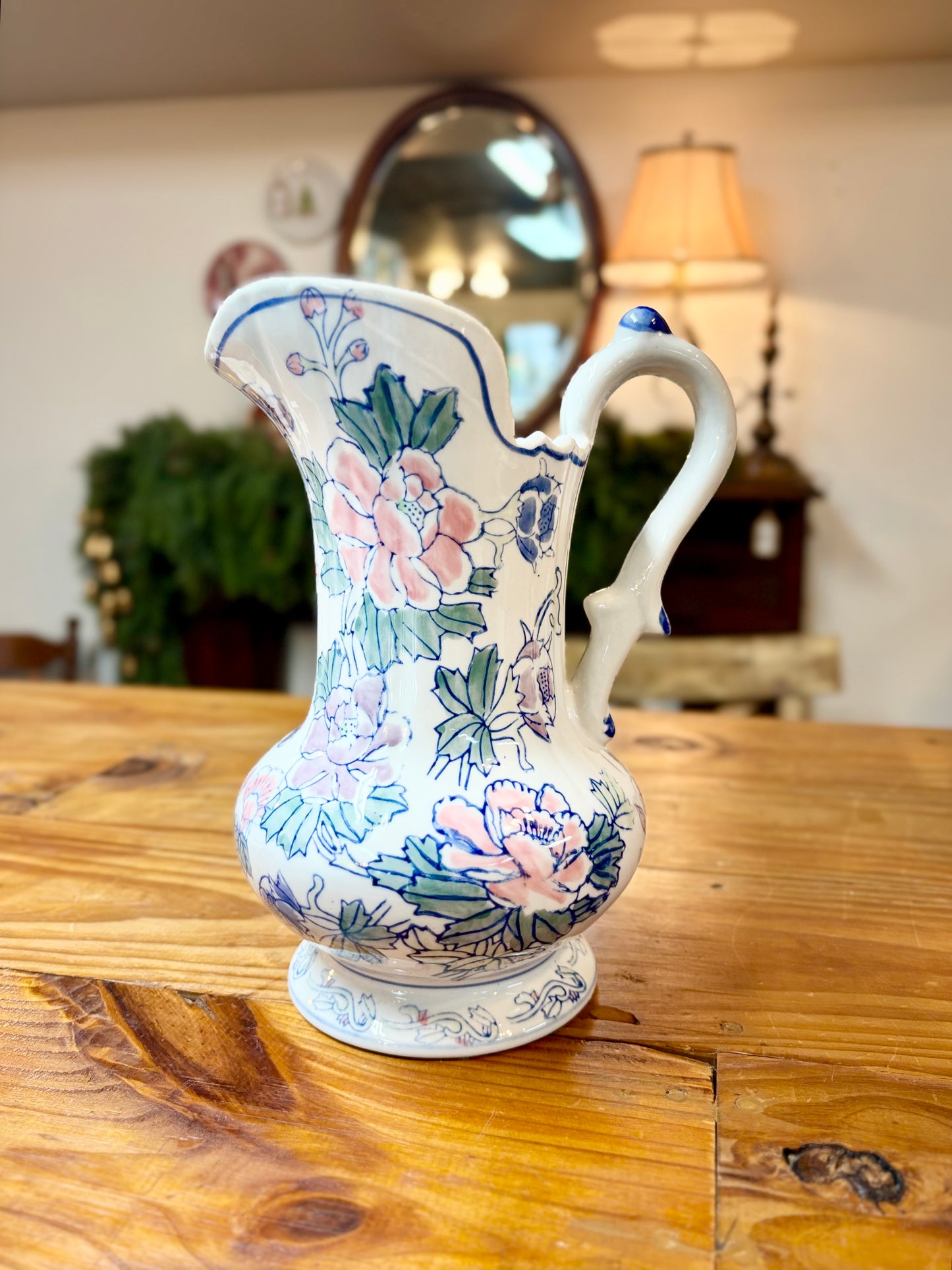 Vintage Chinoiserie Floral Pitcher