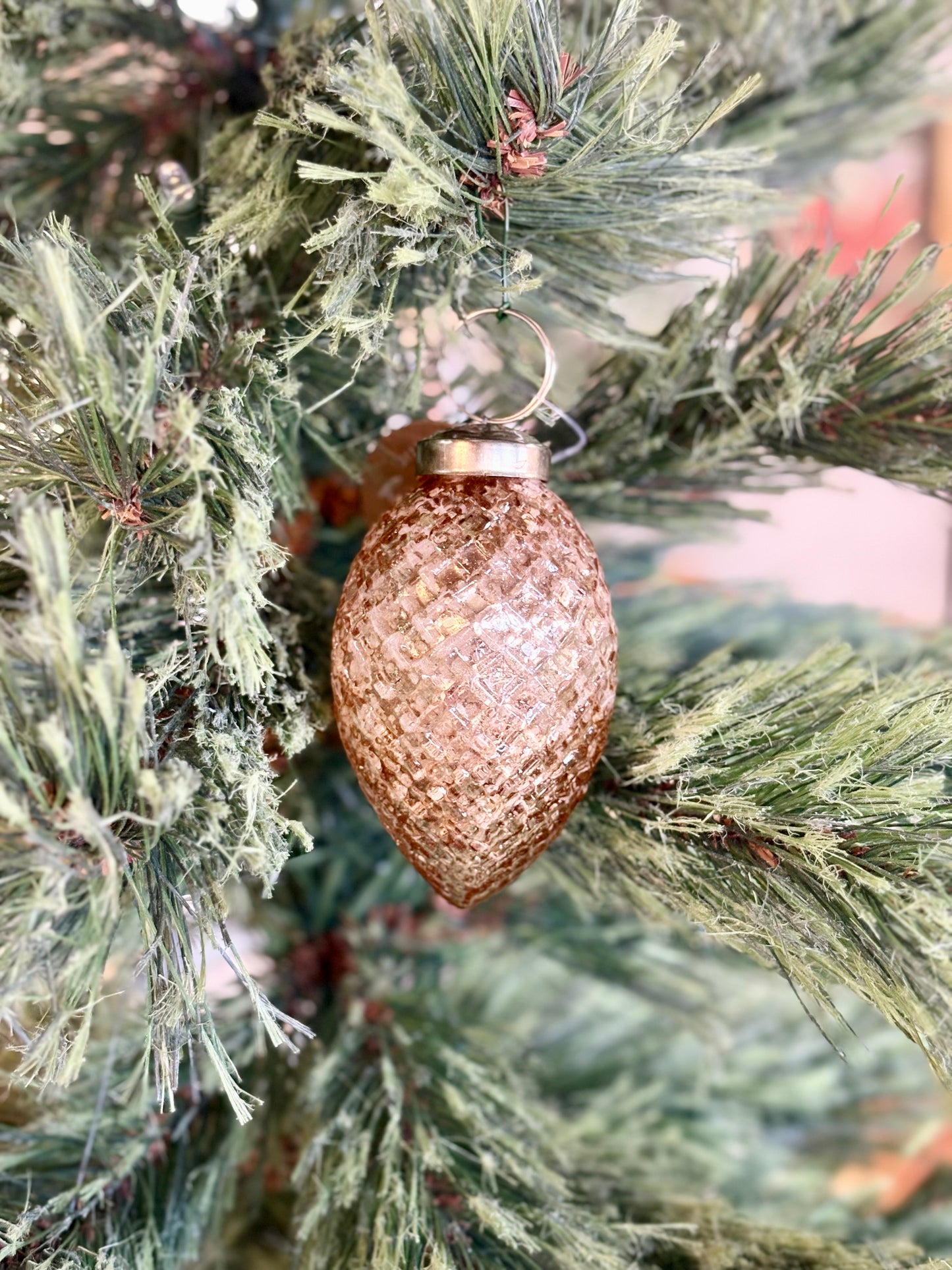 Vintage Diamond Cone Christmas Ornament 3 In - Pink