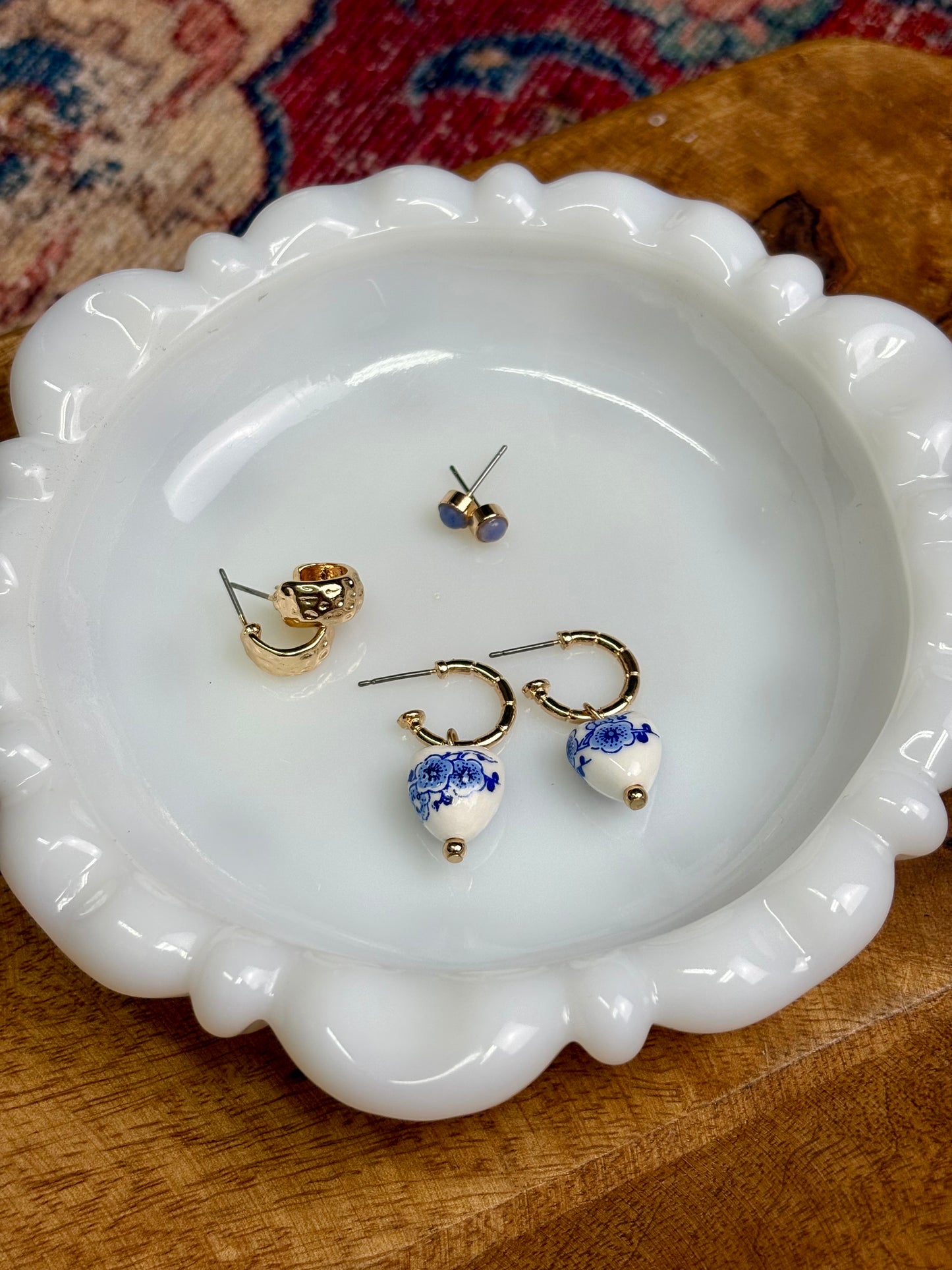 Blue Ceramic Porcelain Trio