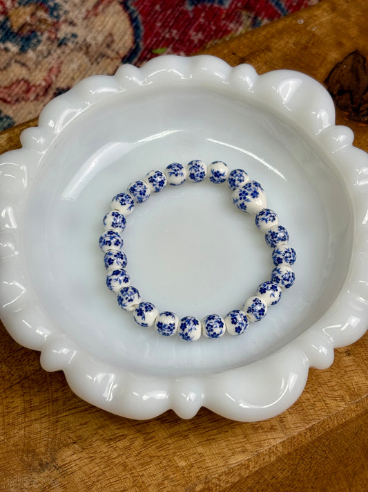 Blue & White Stretch Bracelet