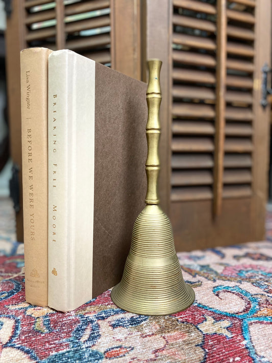 Vintage Brass Bell with Bamboo Detail Handle