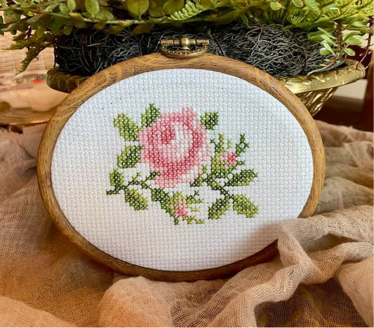RL-Hand Embroidered Framed Rose