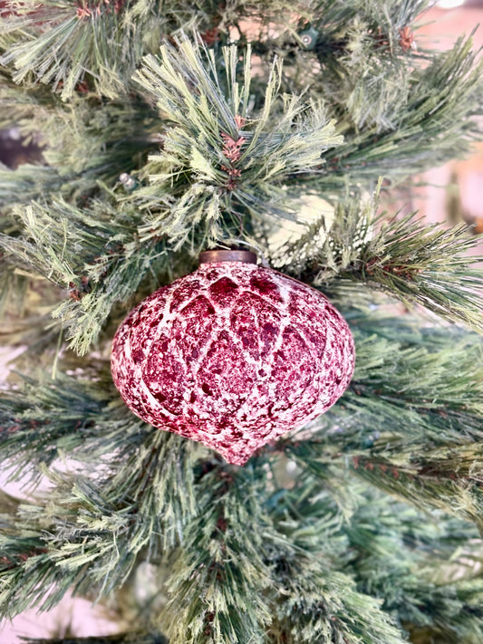 Antique Red Dimond Christmas Ornament 5 In - Red