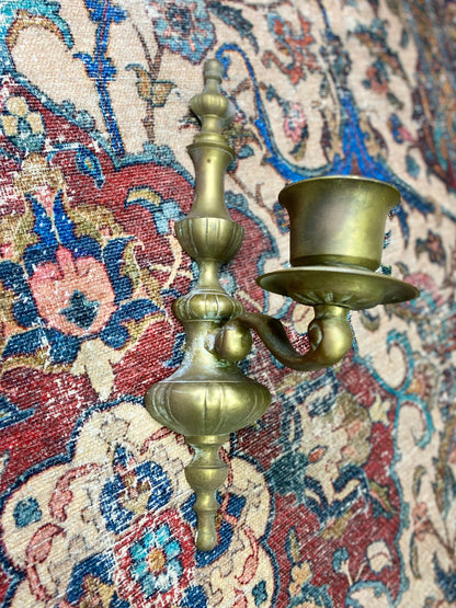Brass Single Candle Colonial Wall Sconce