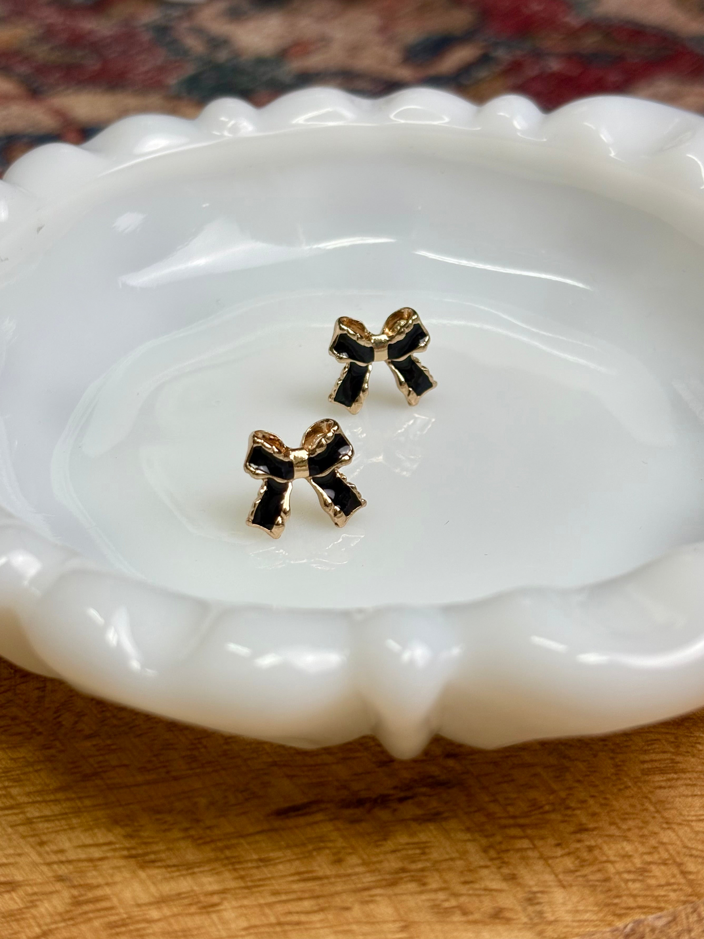 Black & Gold Bow Earings