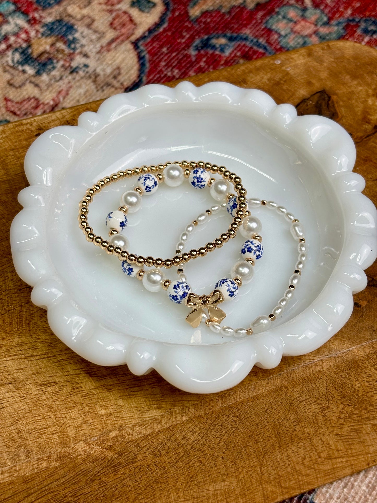 Blue Porcelain Bow Bracelet