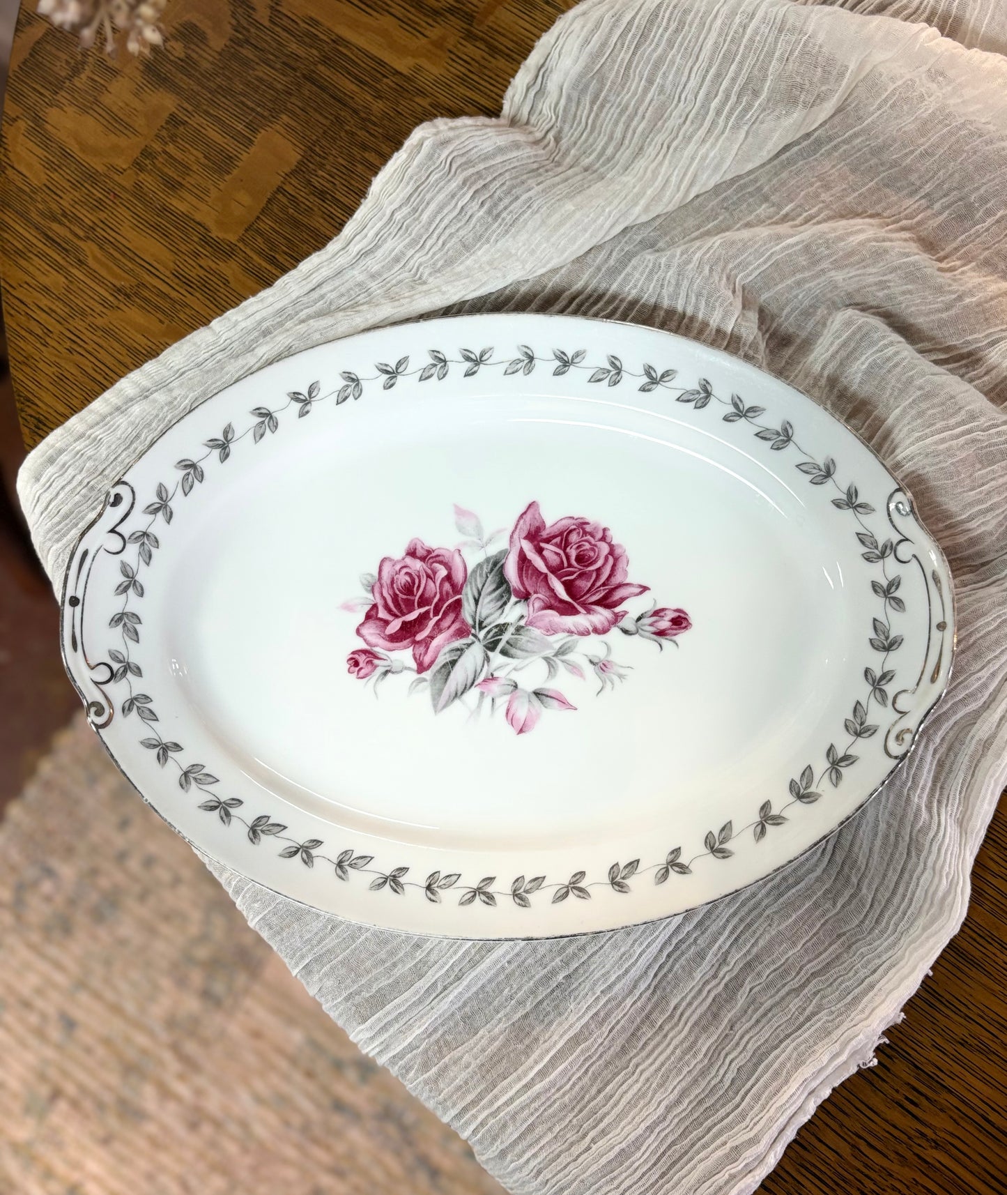 Vintage Oval "Pink Delight" Platter