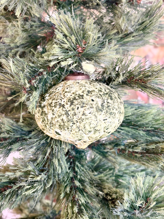 Antiqued Green Diamond Christmas Ornament 5 In - Green