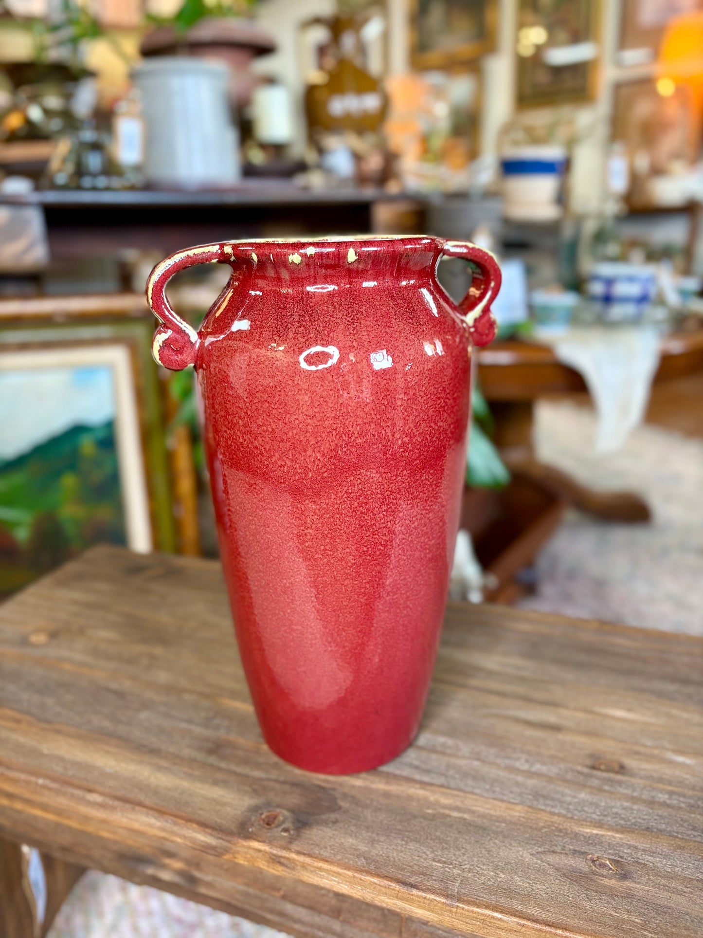 Burgandy Vase with Handles