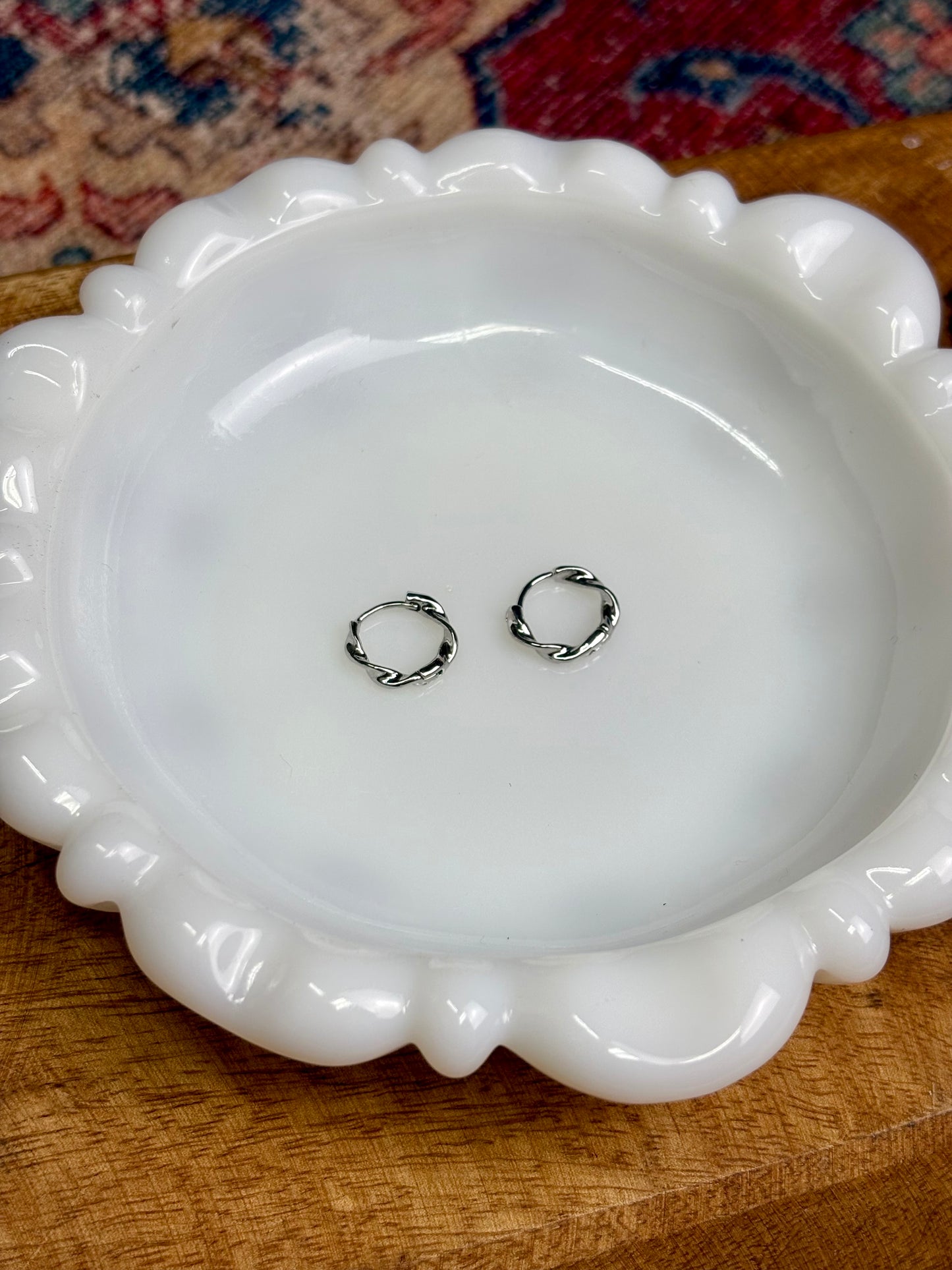 Silver Twisted Hoop