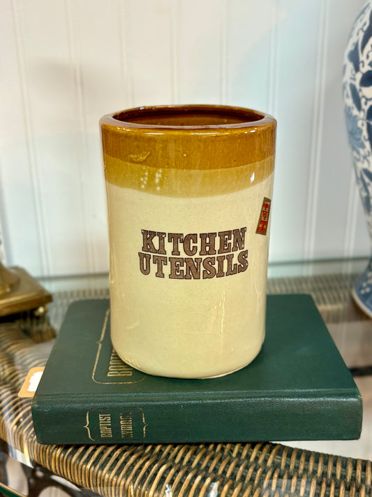 Vintage Stoneware Utensil Holder