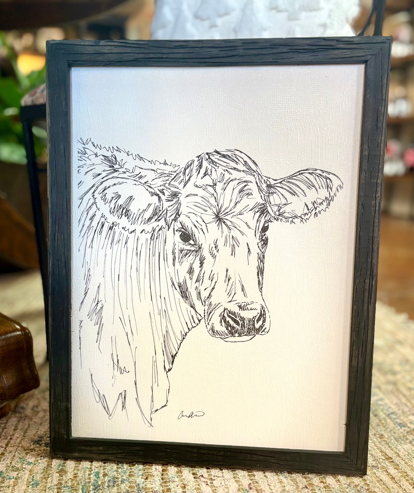 Cow Sketch Framed Wall Art