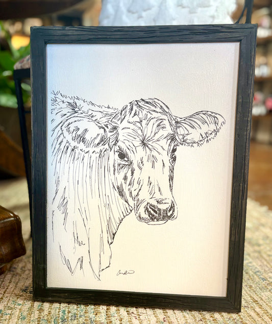 Cow Sketch Framed Wall Art